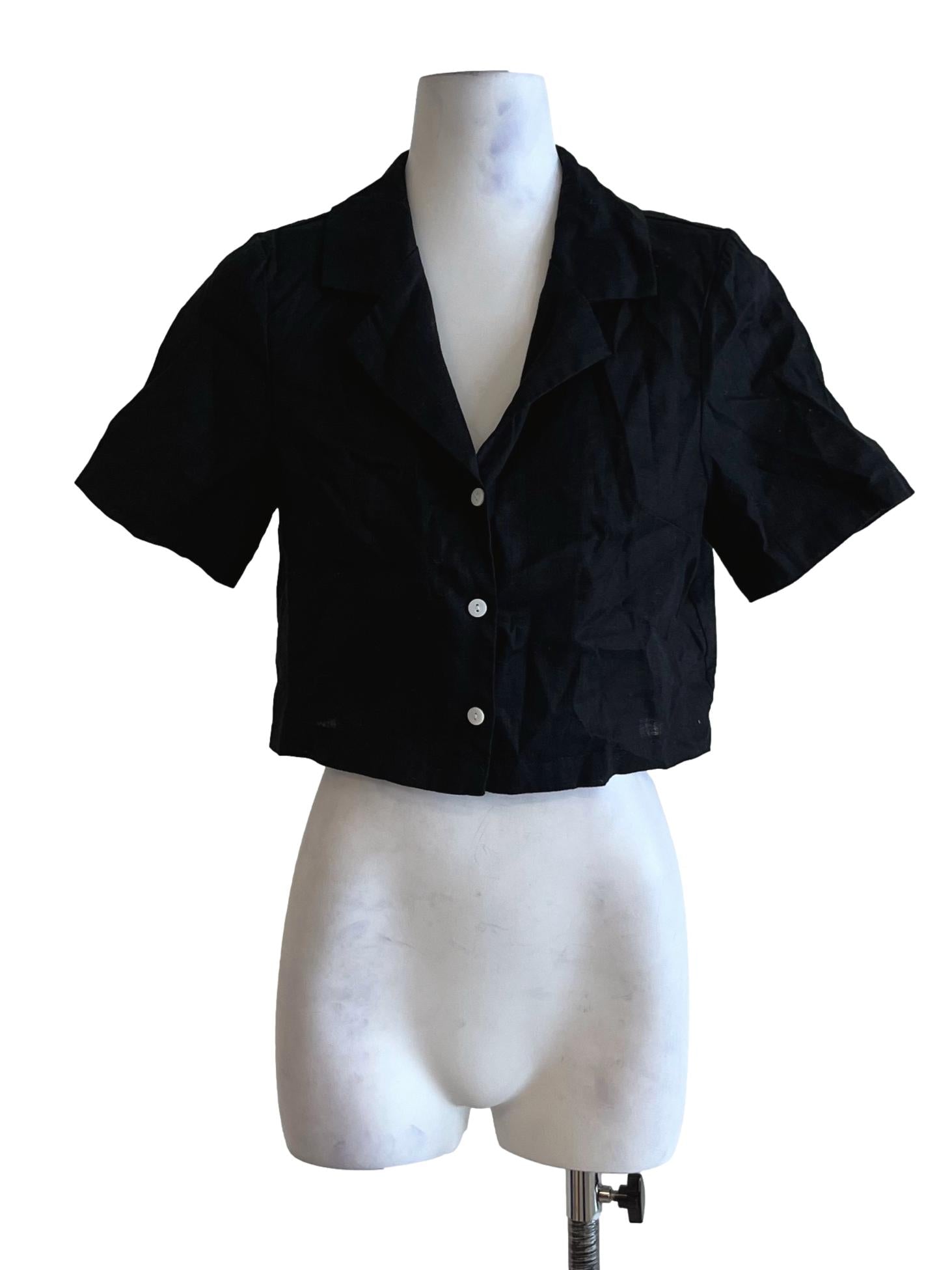 Black Notched Collar Blouse TEM