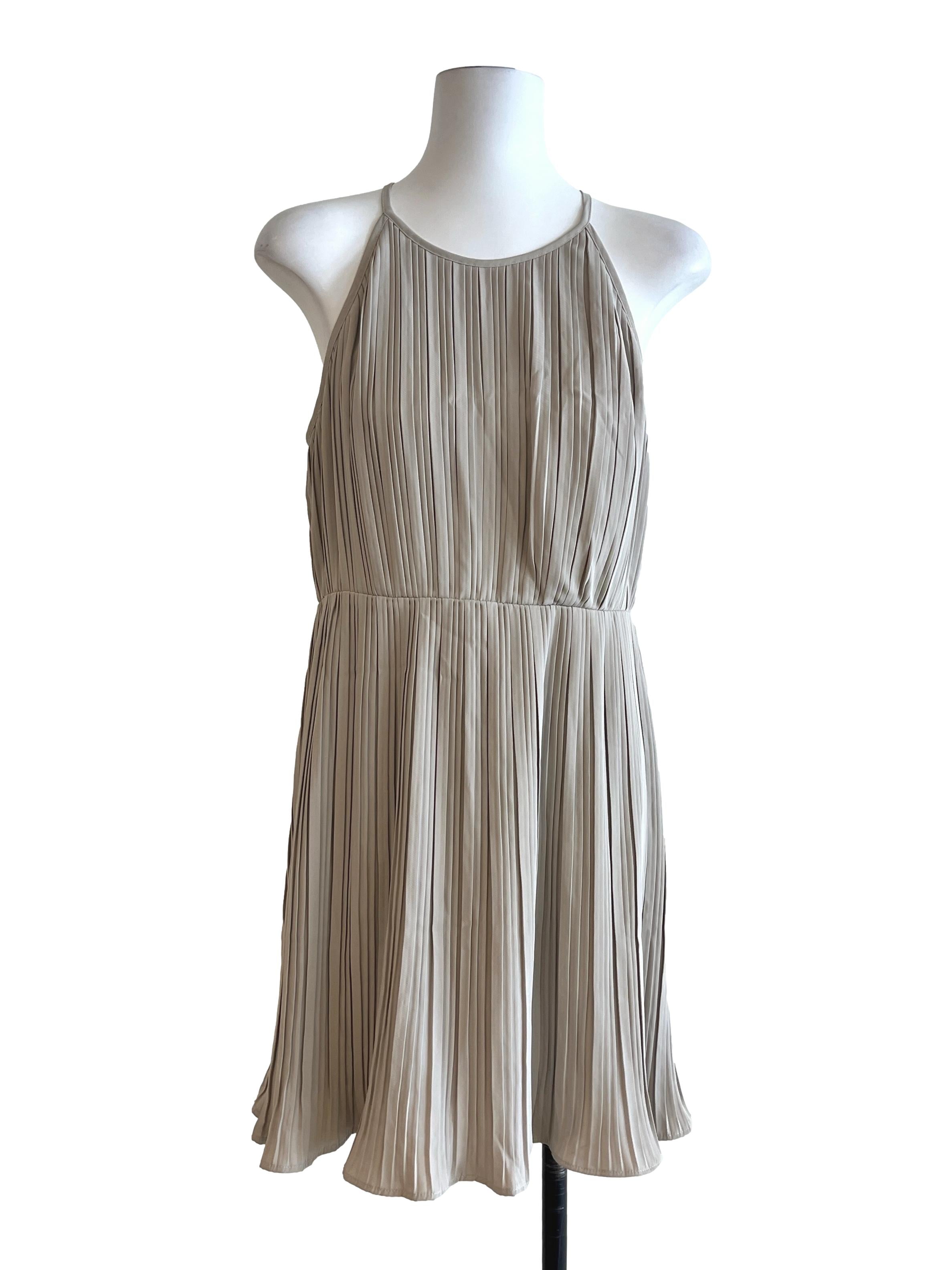 Bone White Halter Pleated Romper