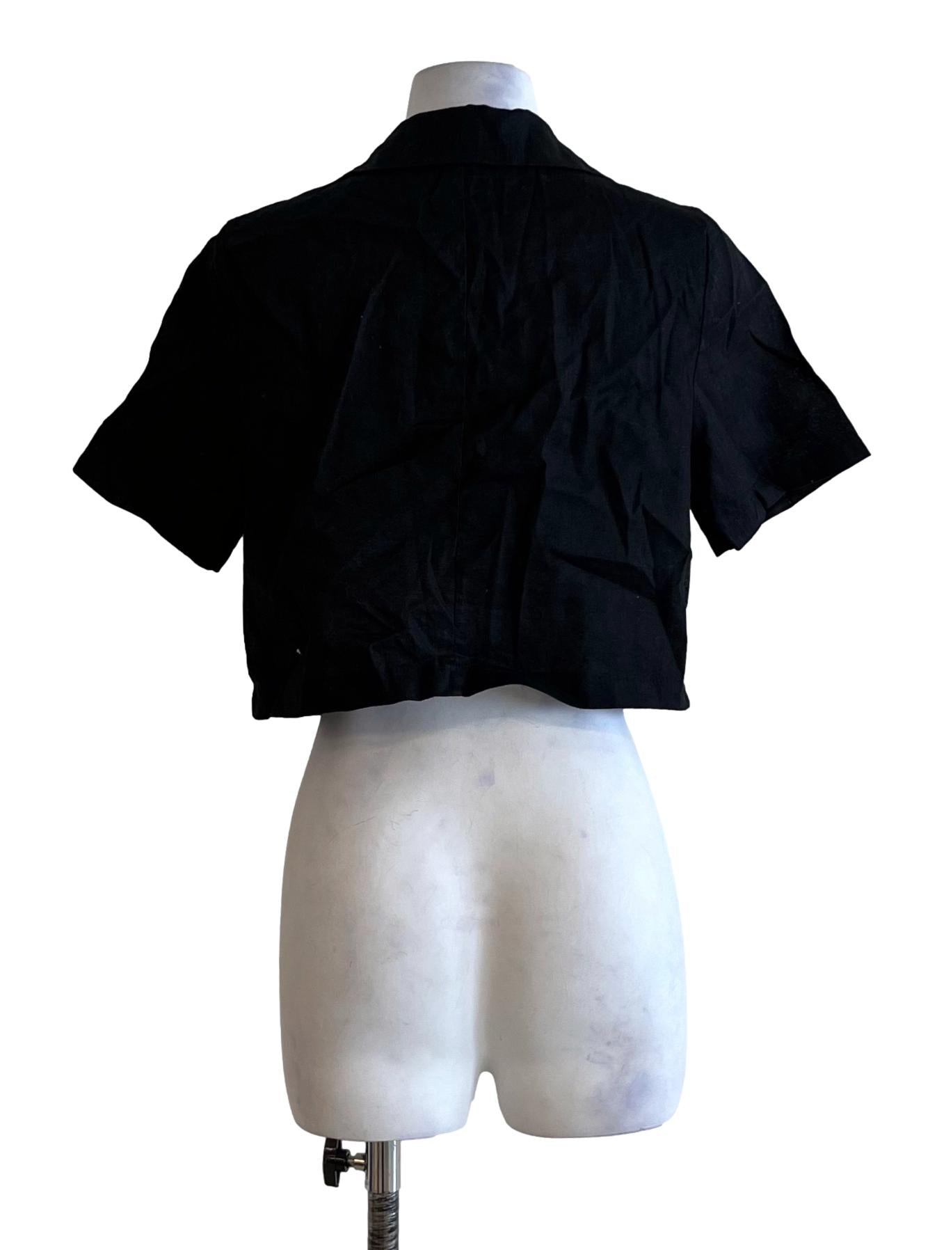 Black Notched Collar Blouse TEM