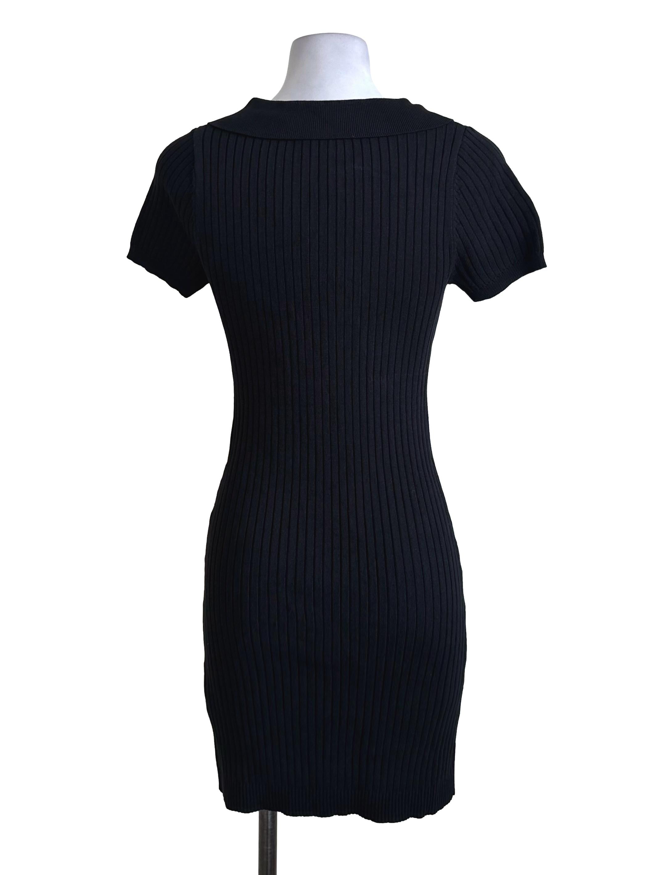 Super Gurl Black Knit Collar Short Sleeve Dress | REFASH Super Gurl Black Knit Collar Short Sleeve Dress | REFASH