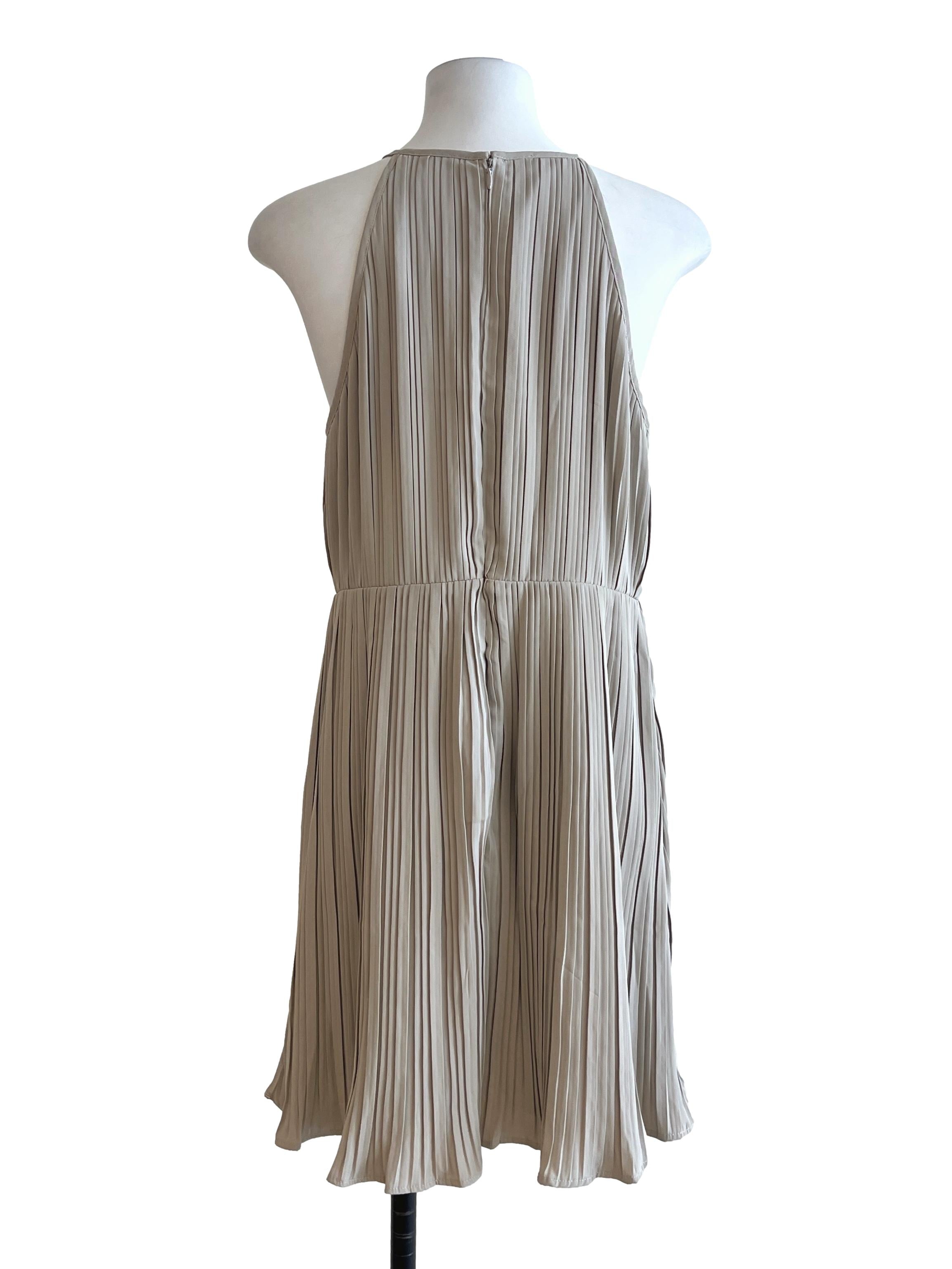 Bone White Halter Pleated Romper