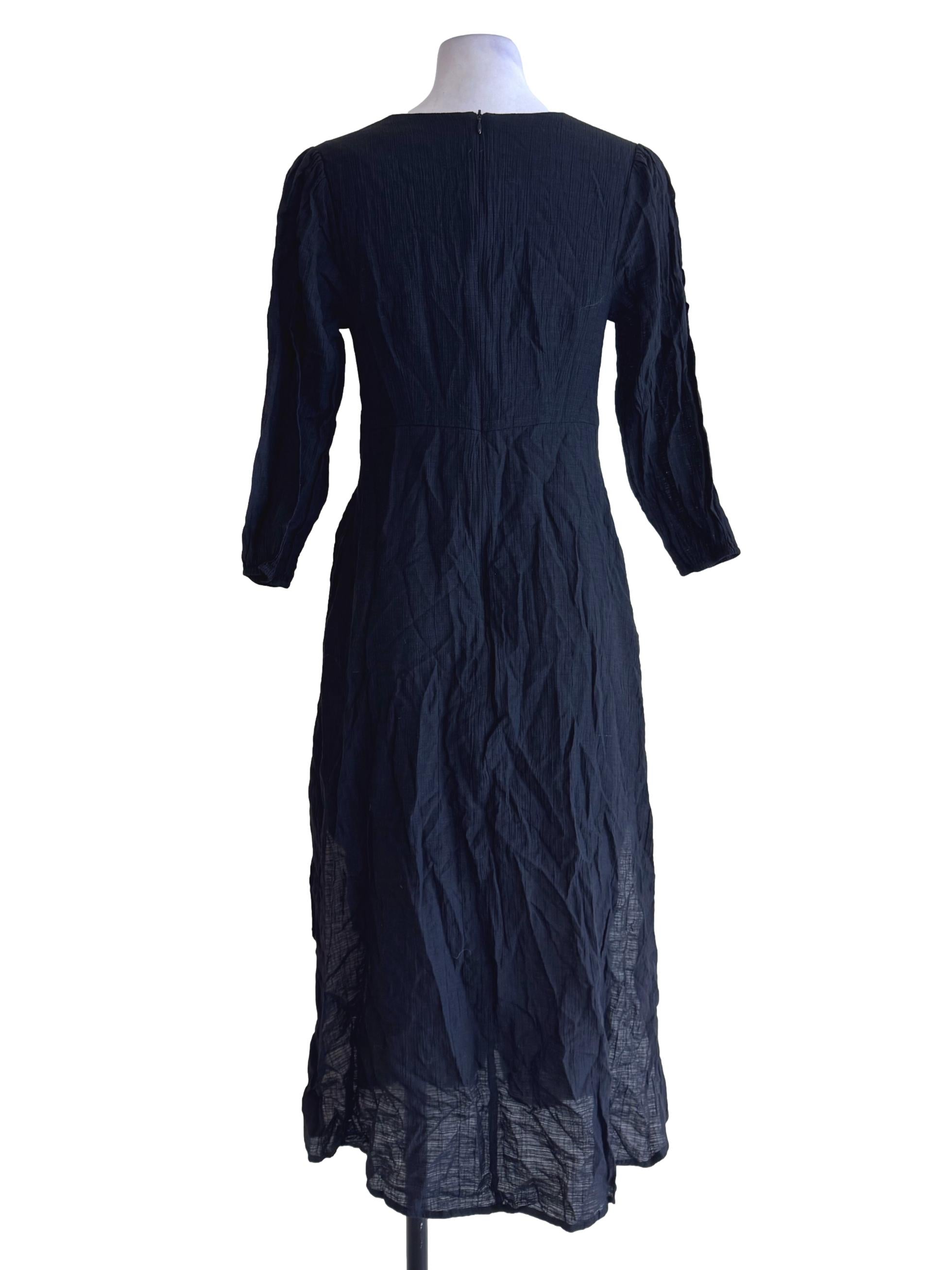 Black V Neck Midi Dress