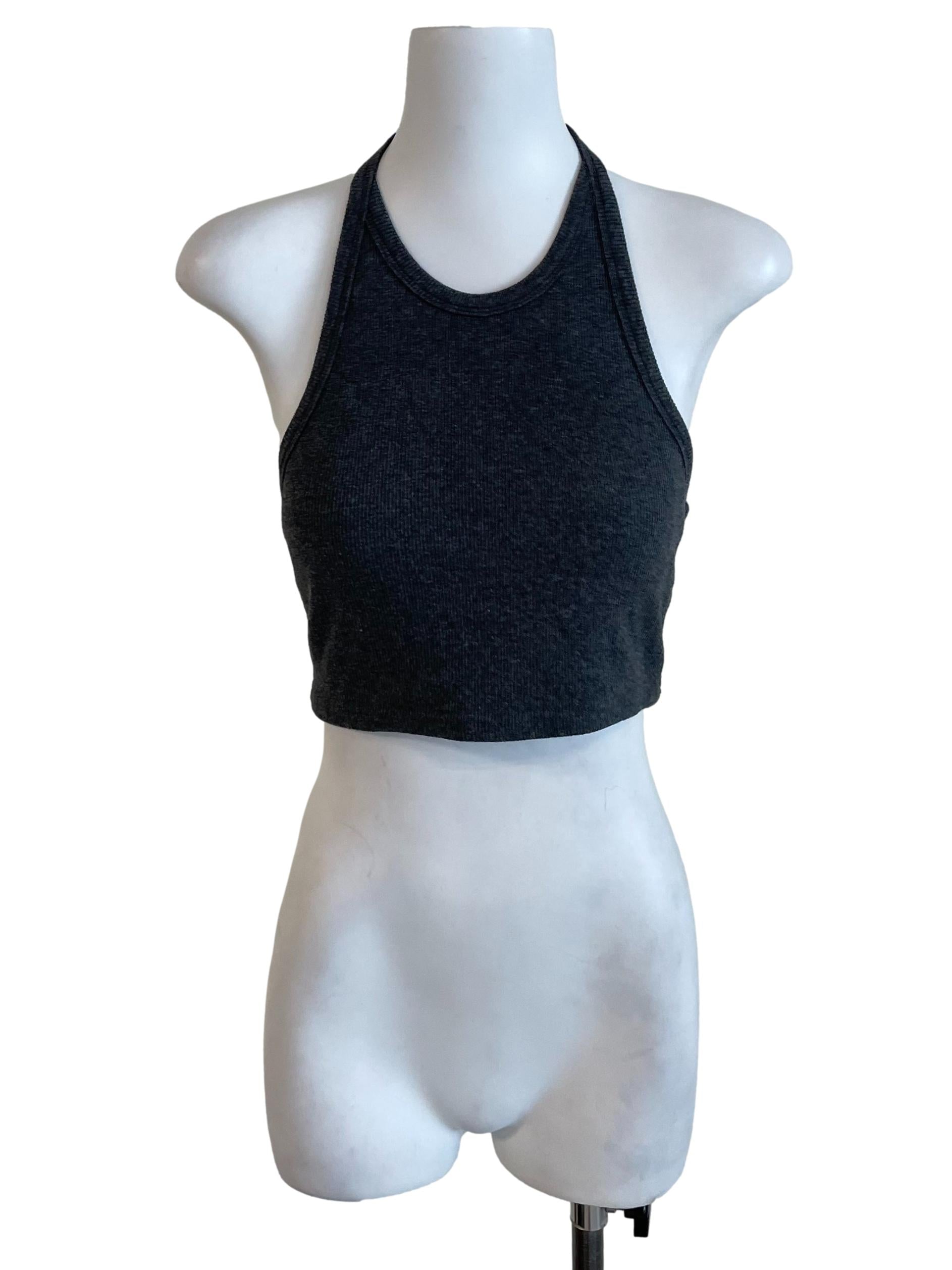 Shadow Grey Halter Neck Crop Top