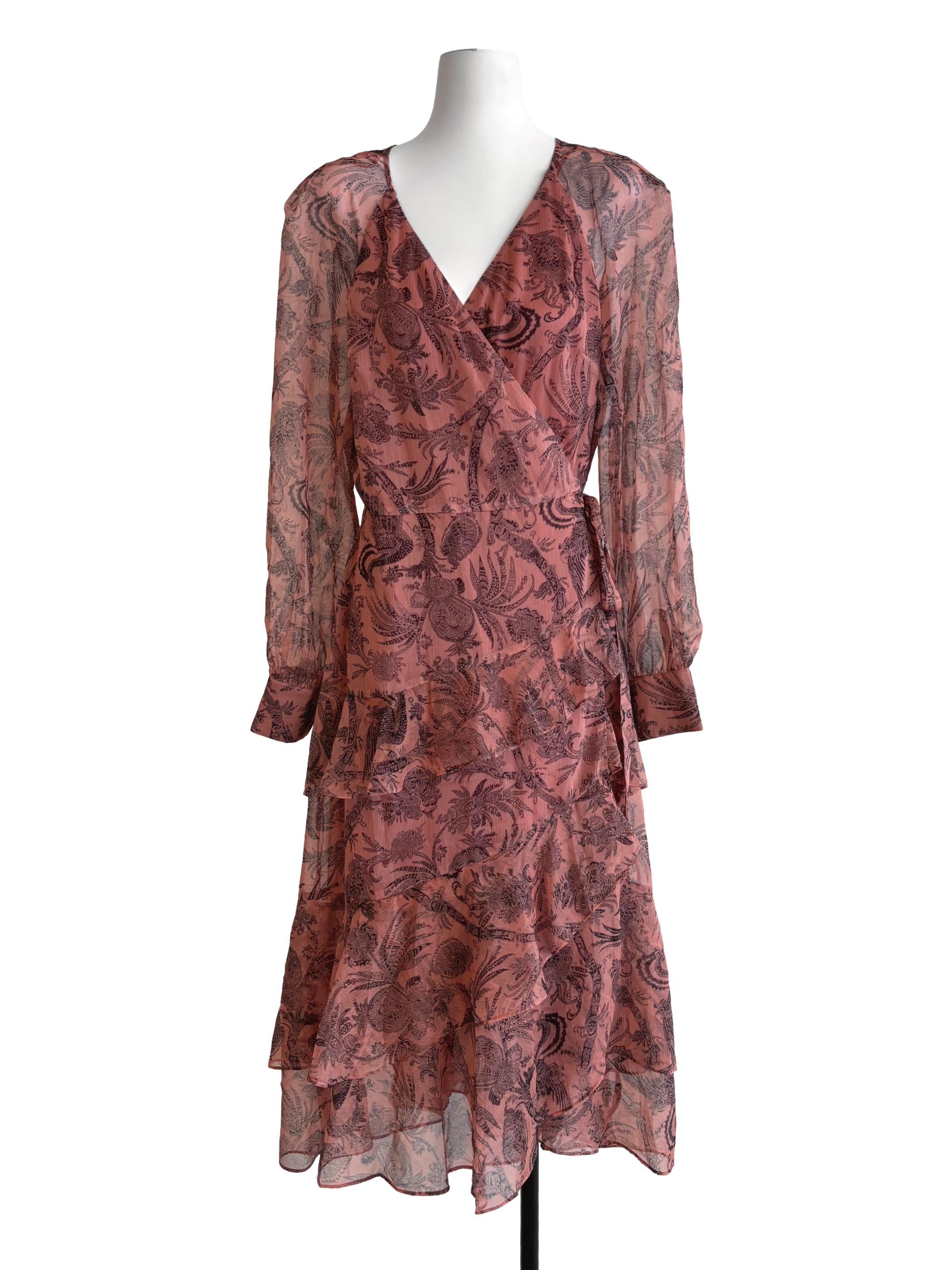 Sepia Printed Wrap Dress