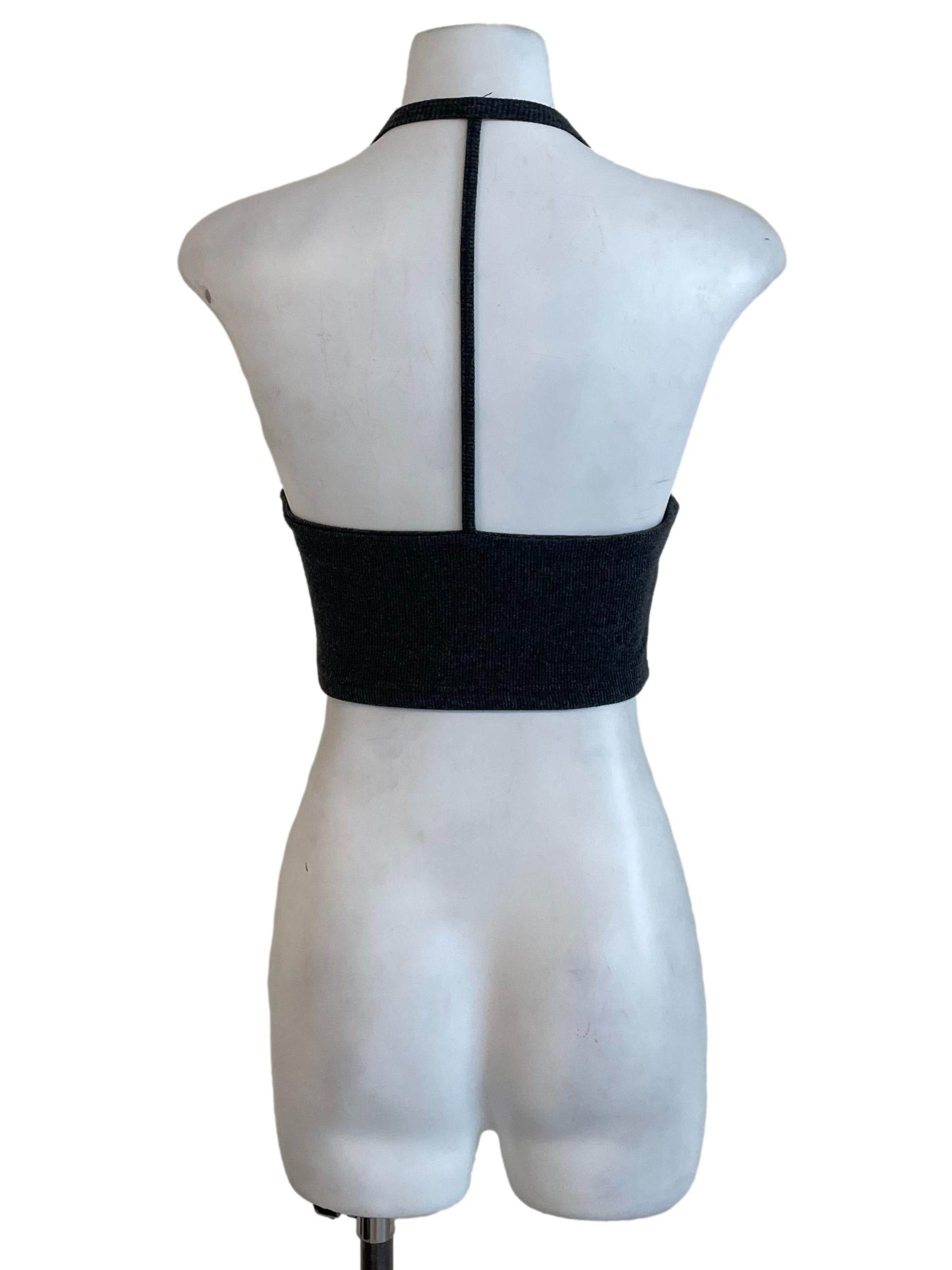 Shadow Grey Halter Neck Crop Top