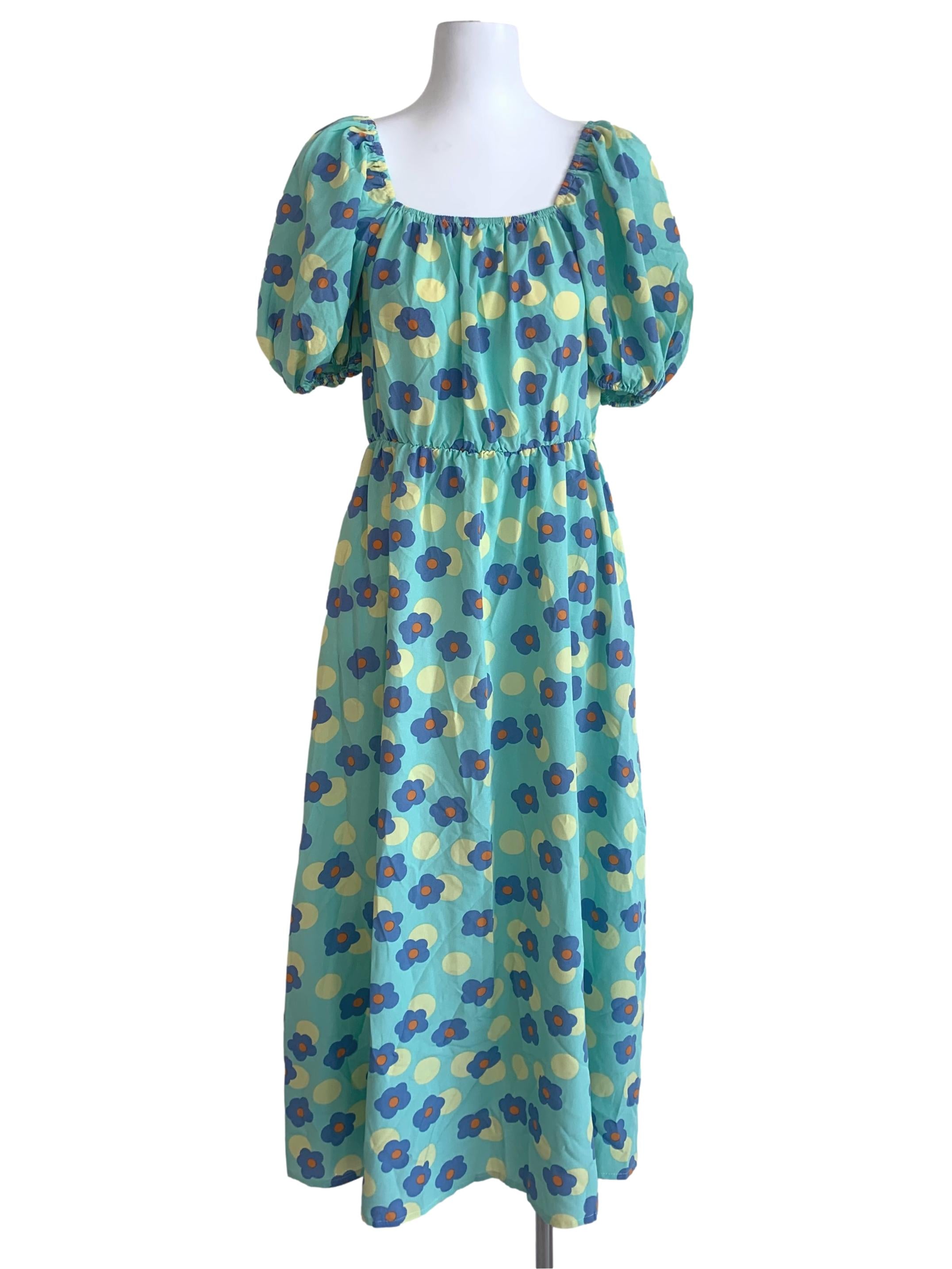 Seafoam Green Floral Patterned Dress