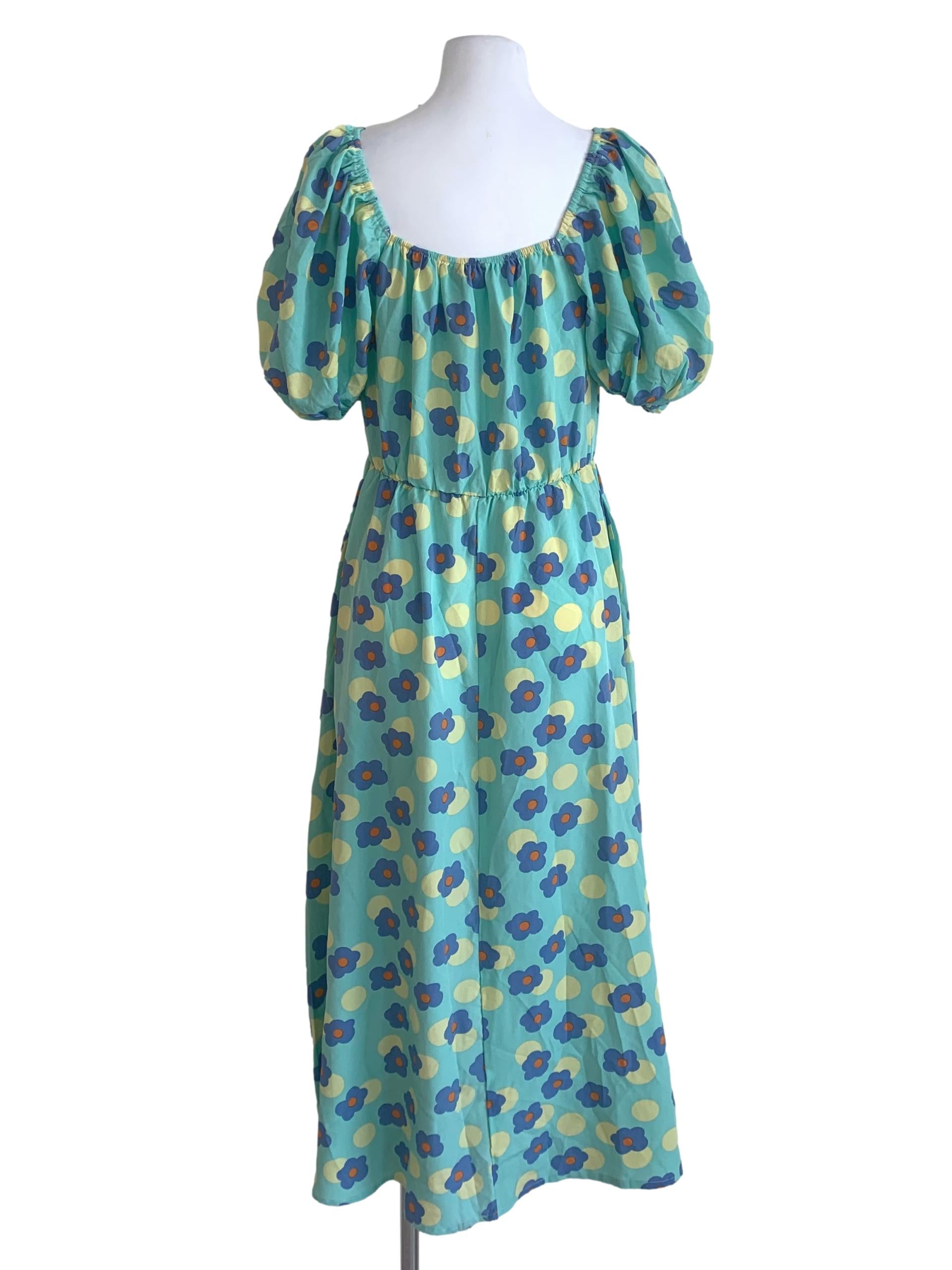 Seafoam Green Floral Patterned Dress