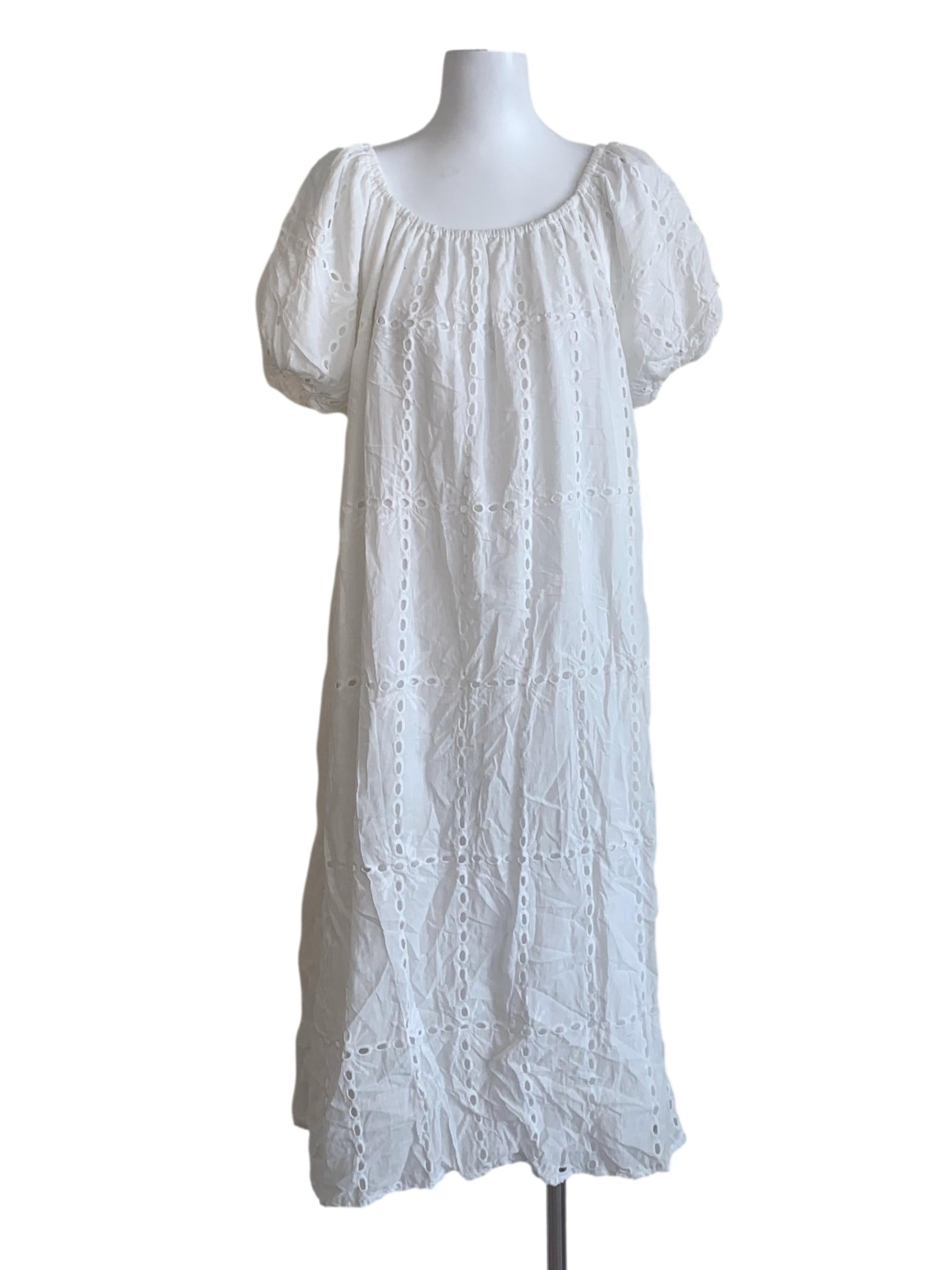 White Embroidery Patterned Dress