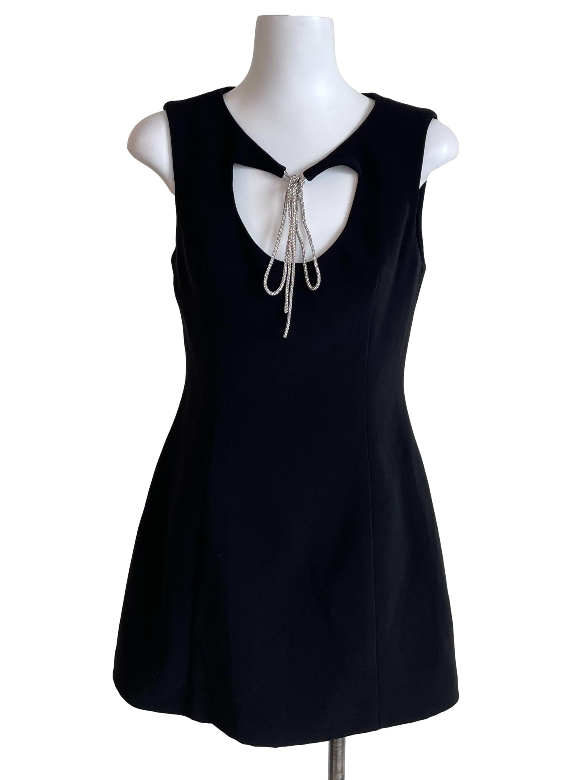 Black Rhinestone Knot A-Line Dress