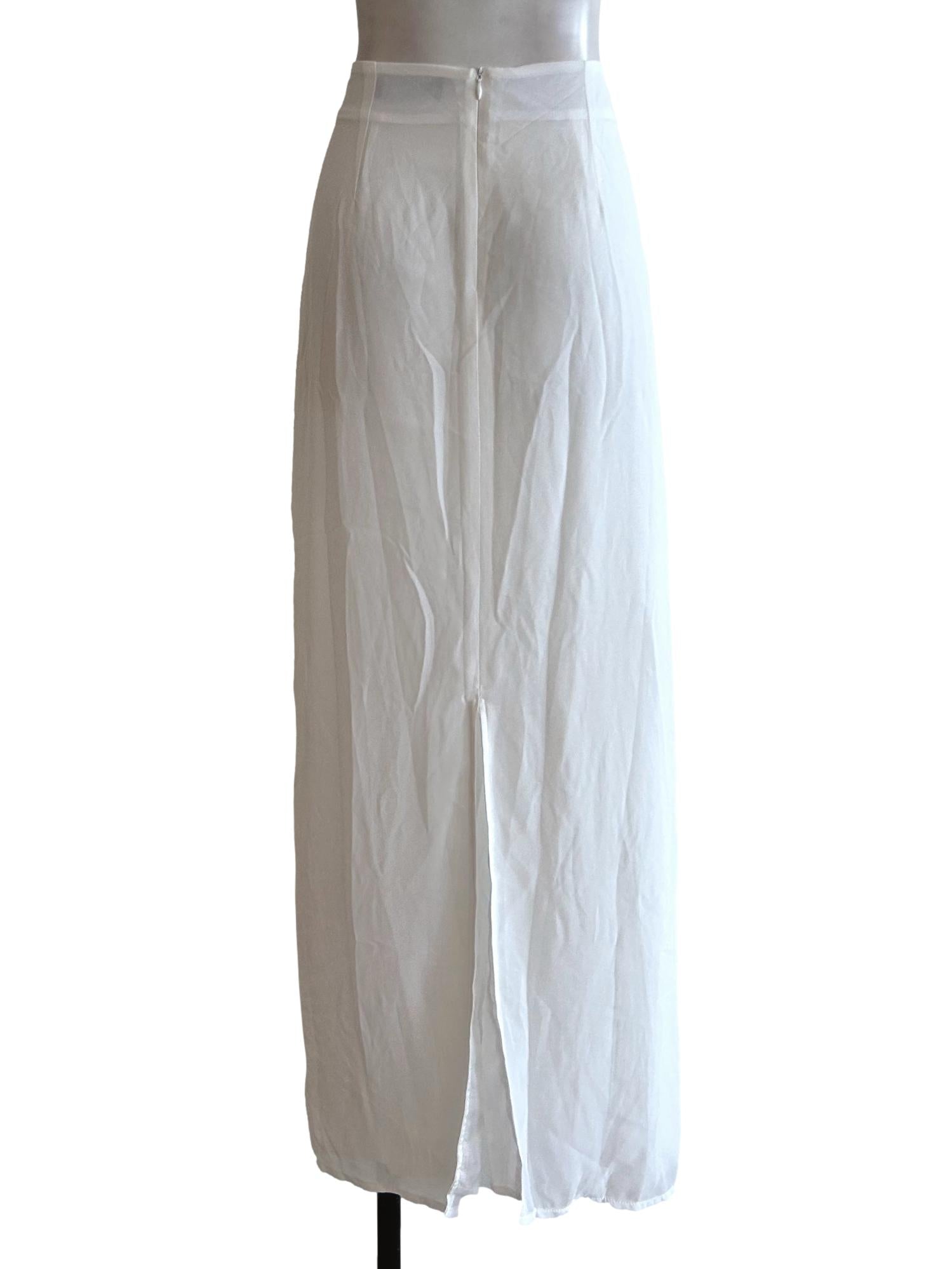 White Chiffon A-Line Skirt YHF