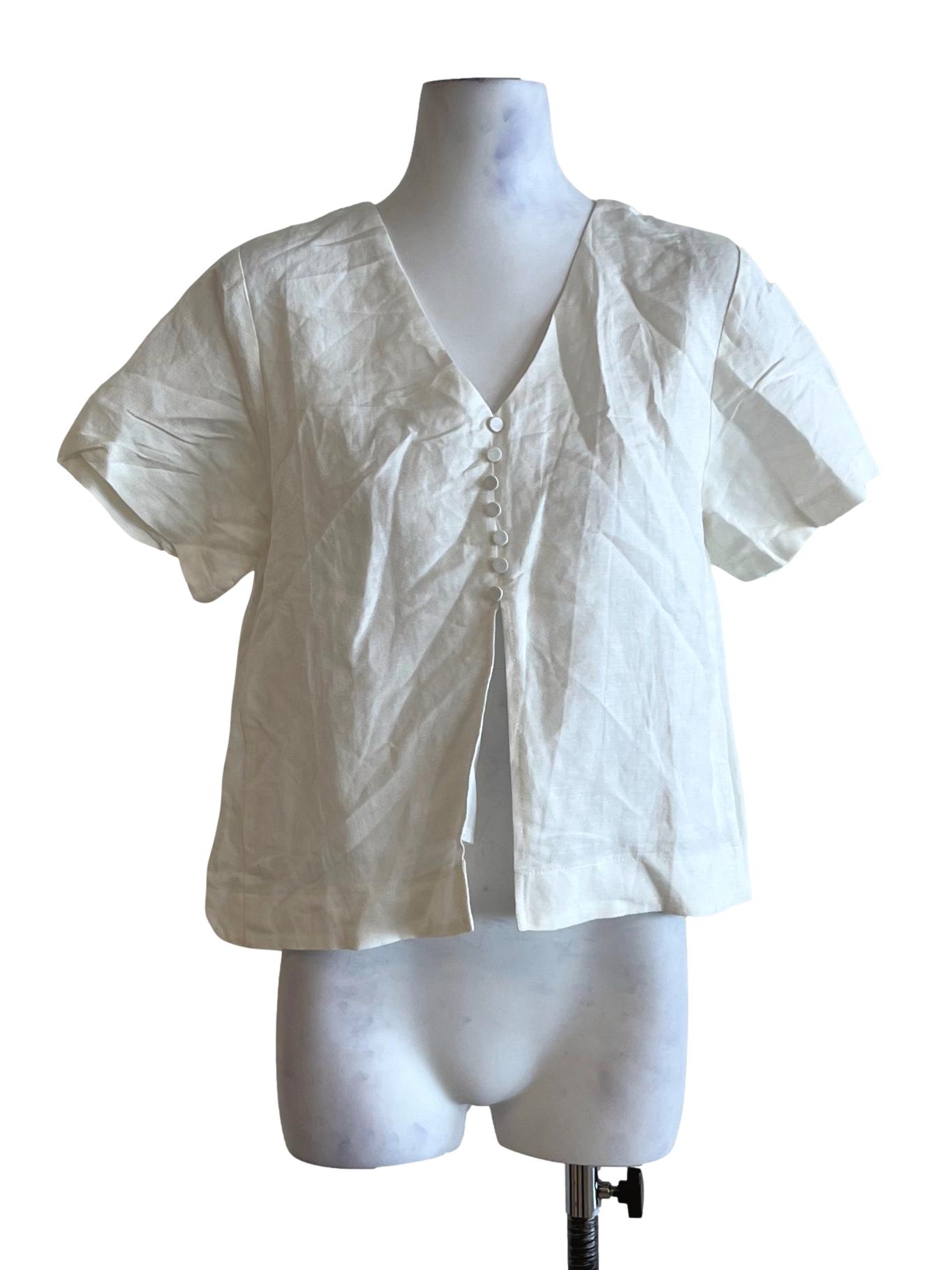 White V-Neckline Blouse
