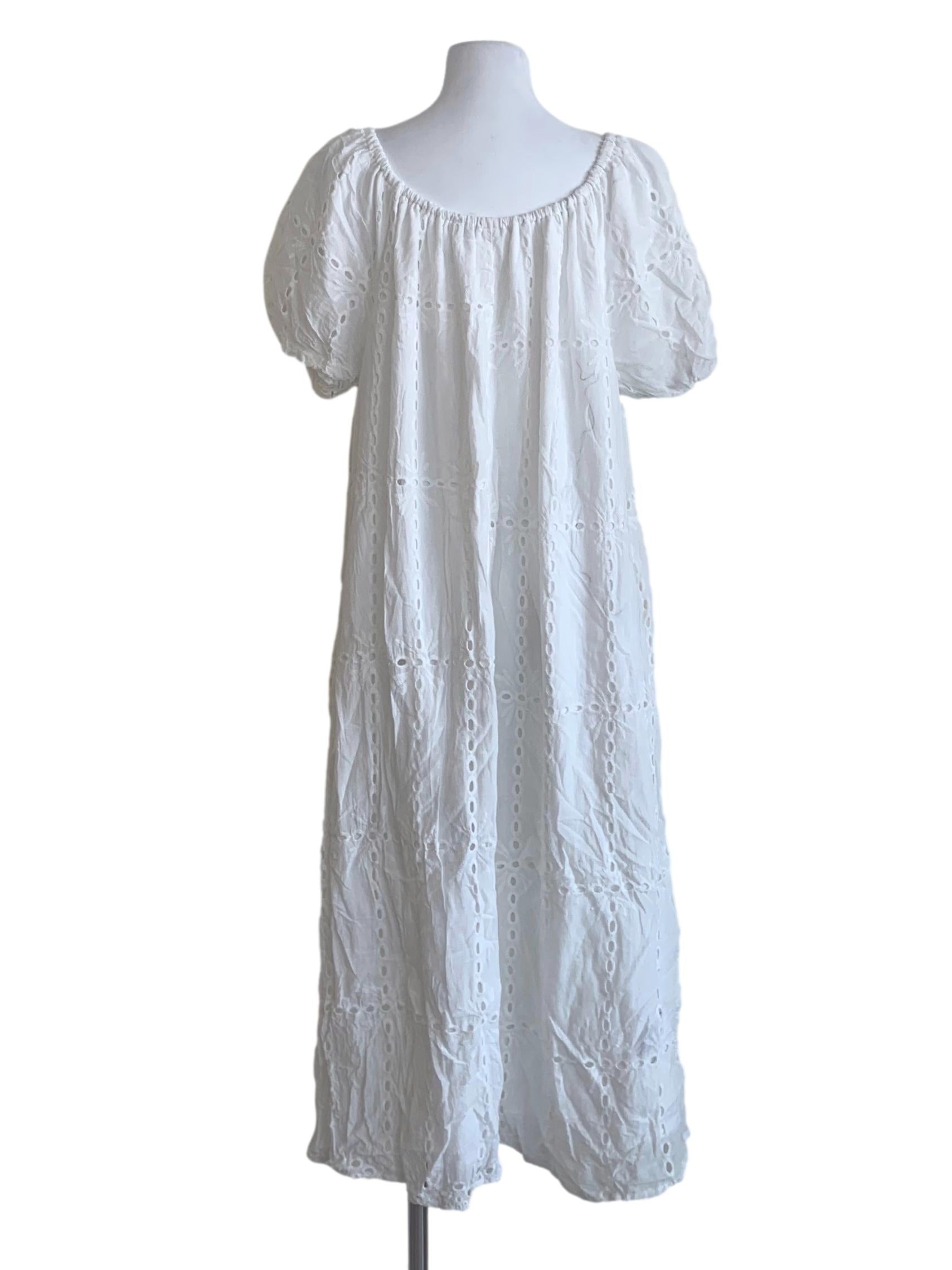 White Embroidery Patterned Dress