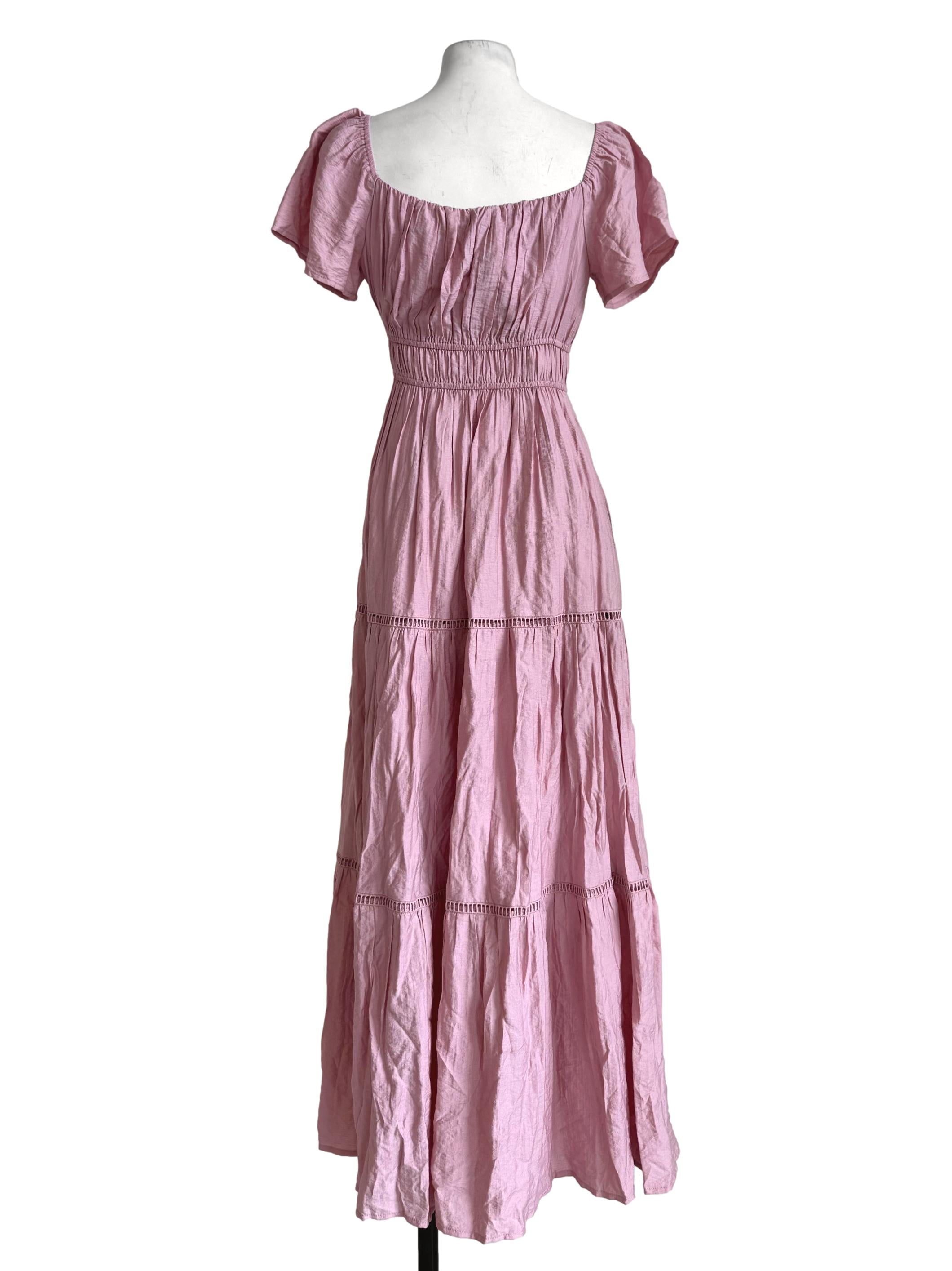Rose Shirred Tiered Maxi Dress