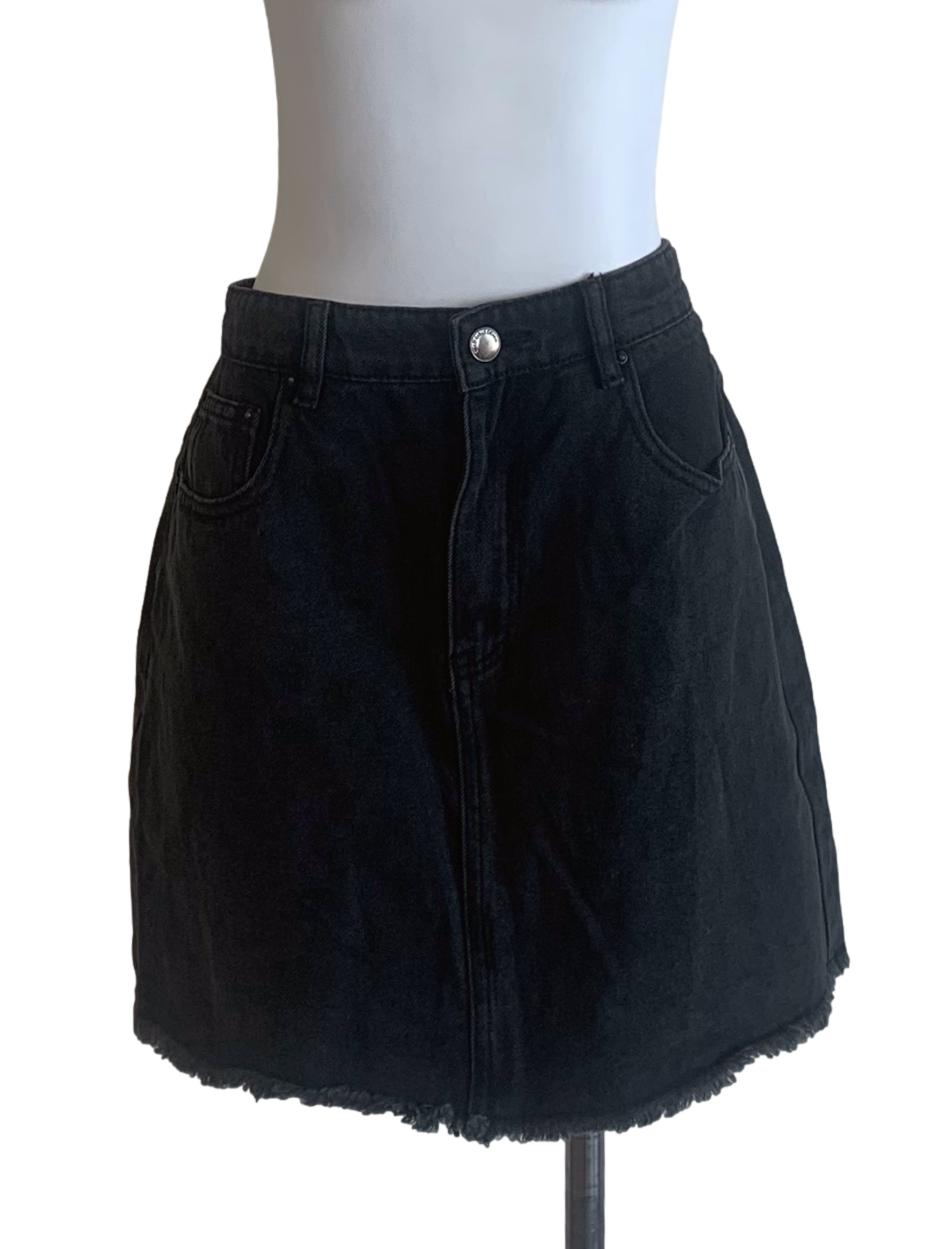 Raven Black Denim Skirt