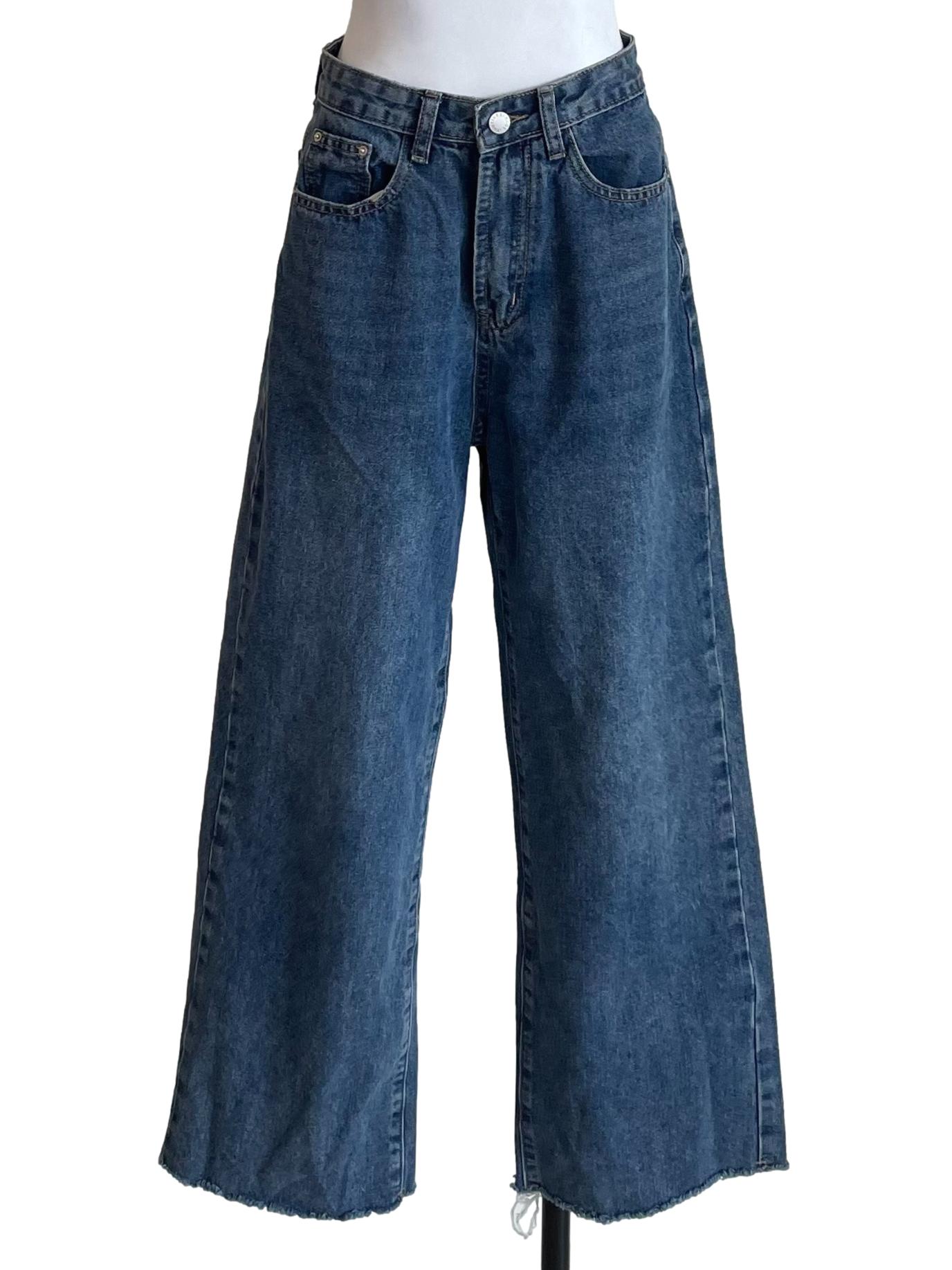 Blue Washed Distressed Baggy Jeans