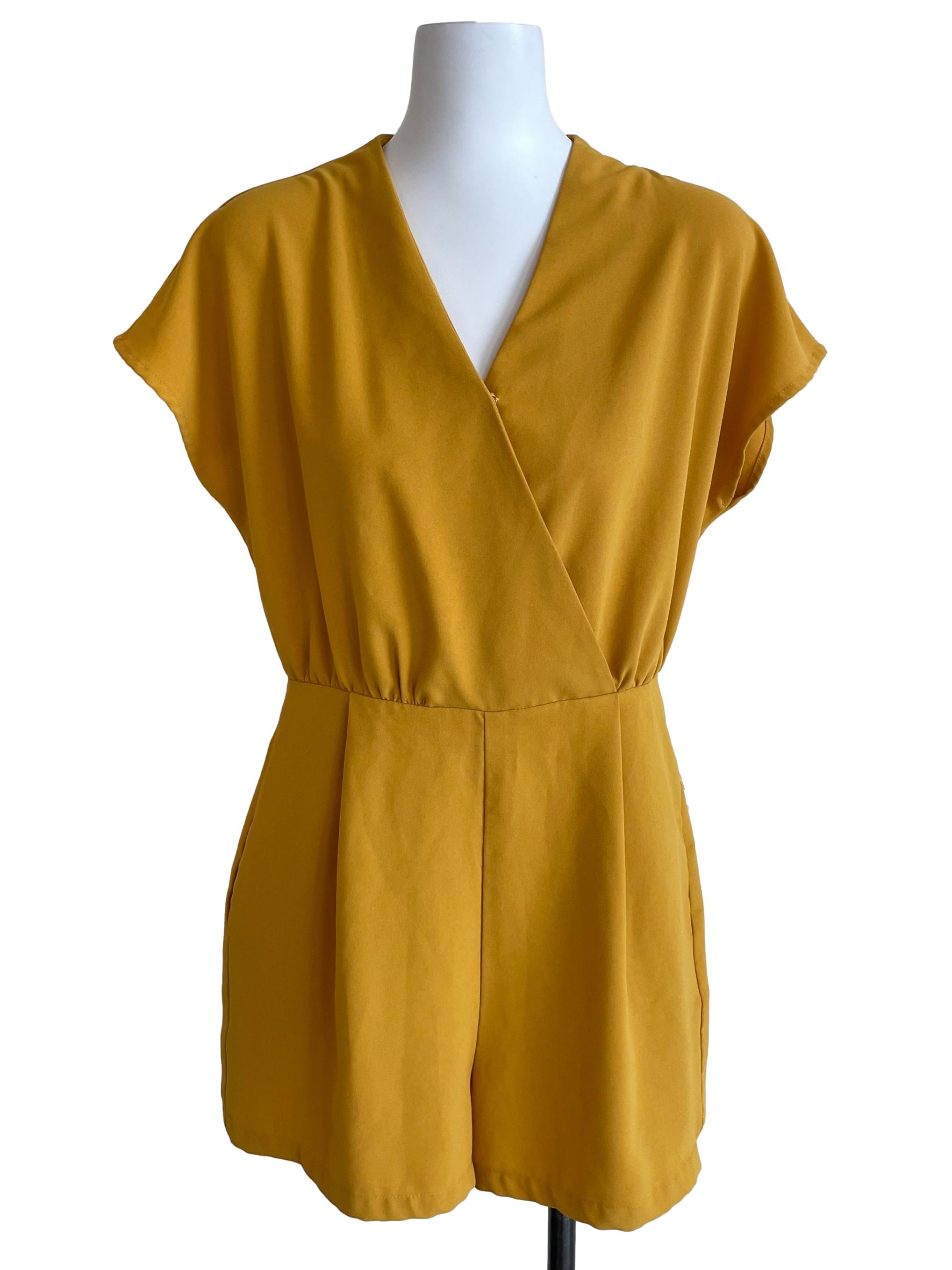 Honey Drop Shoulder Pleated Romper