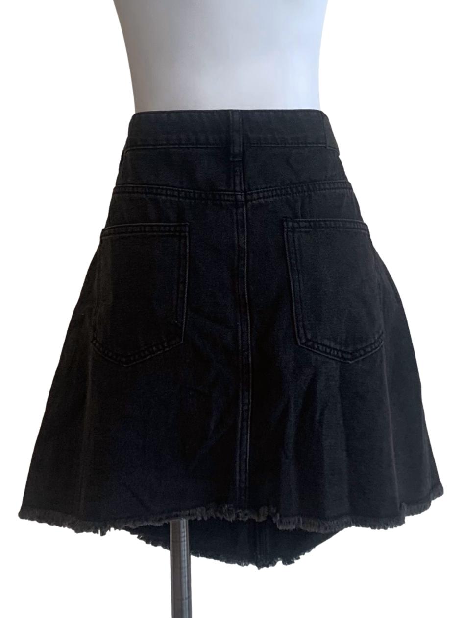 Raven Black Denim Skirt