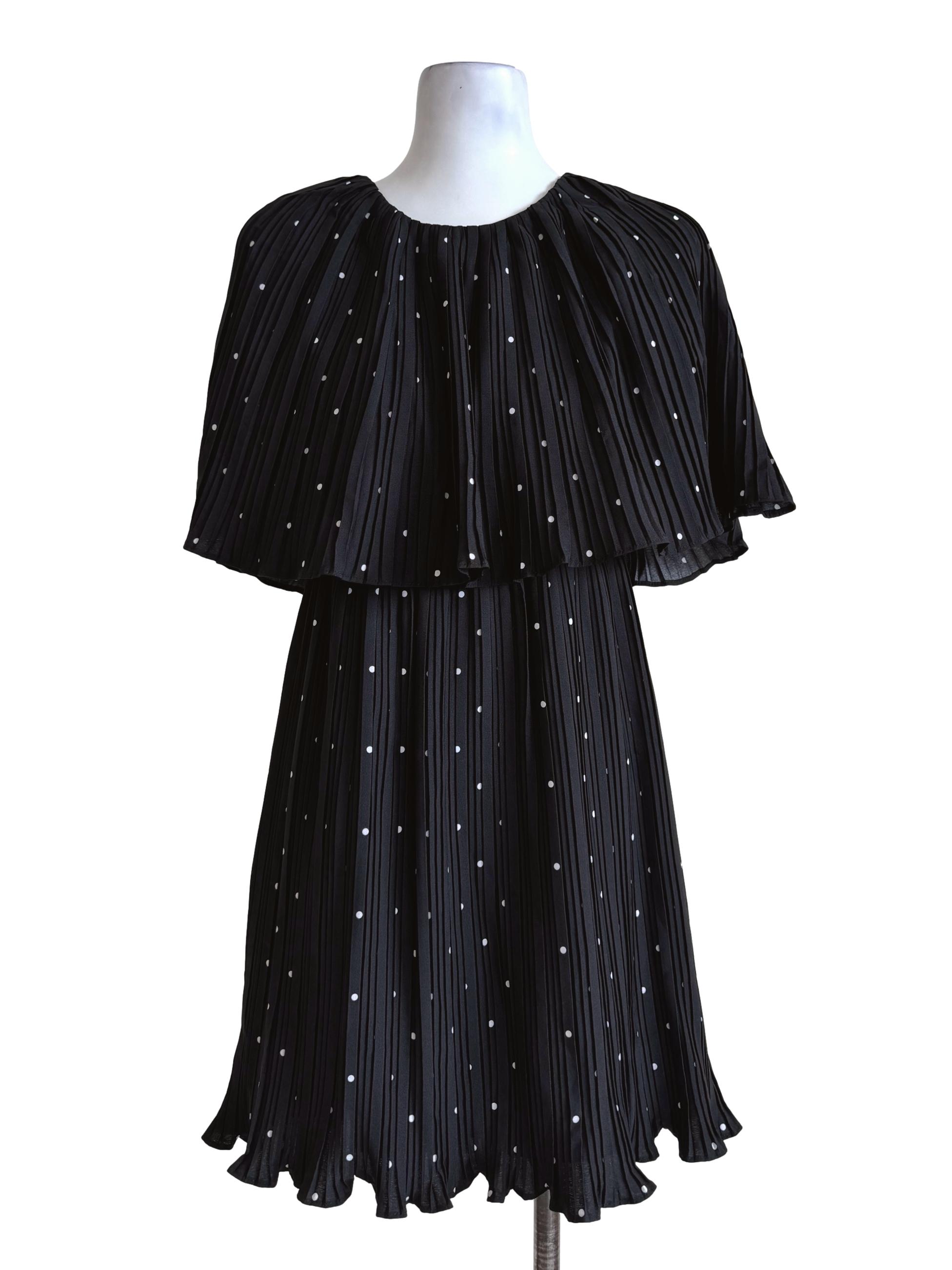 Black Polka Dots Pleated Dress LB