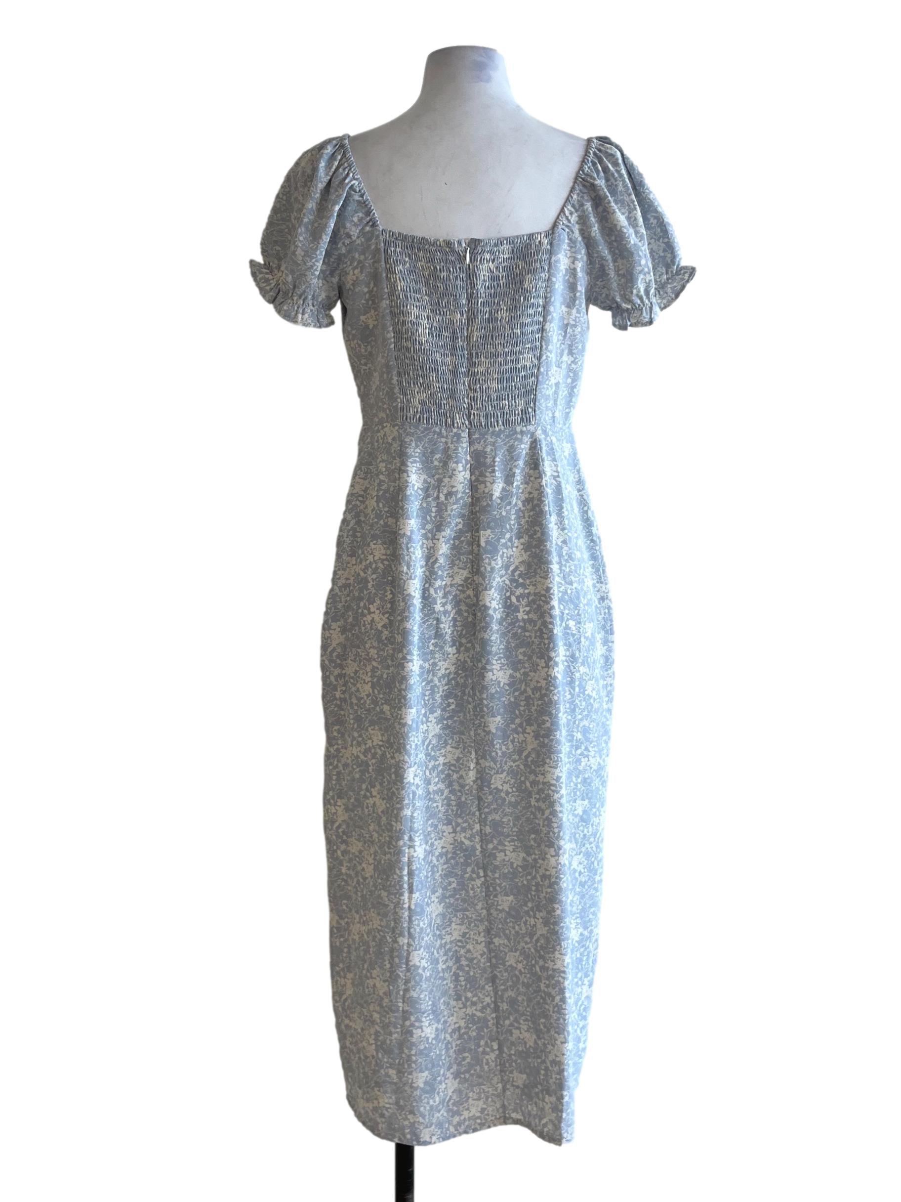 Sky Blue Floral Empire Dress