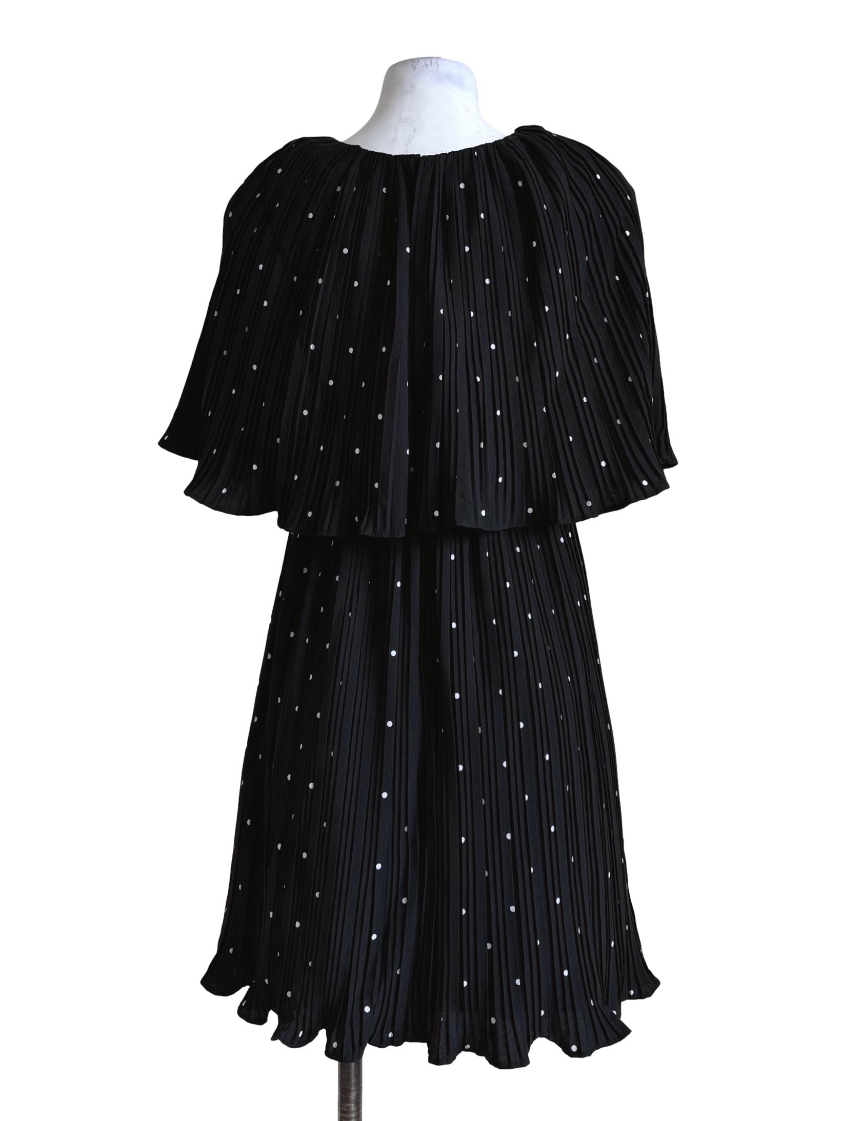 Black Polka Dots Pleated Dress LB