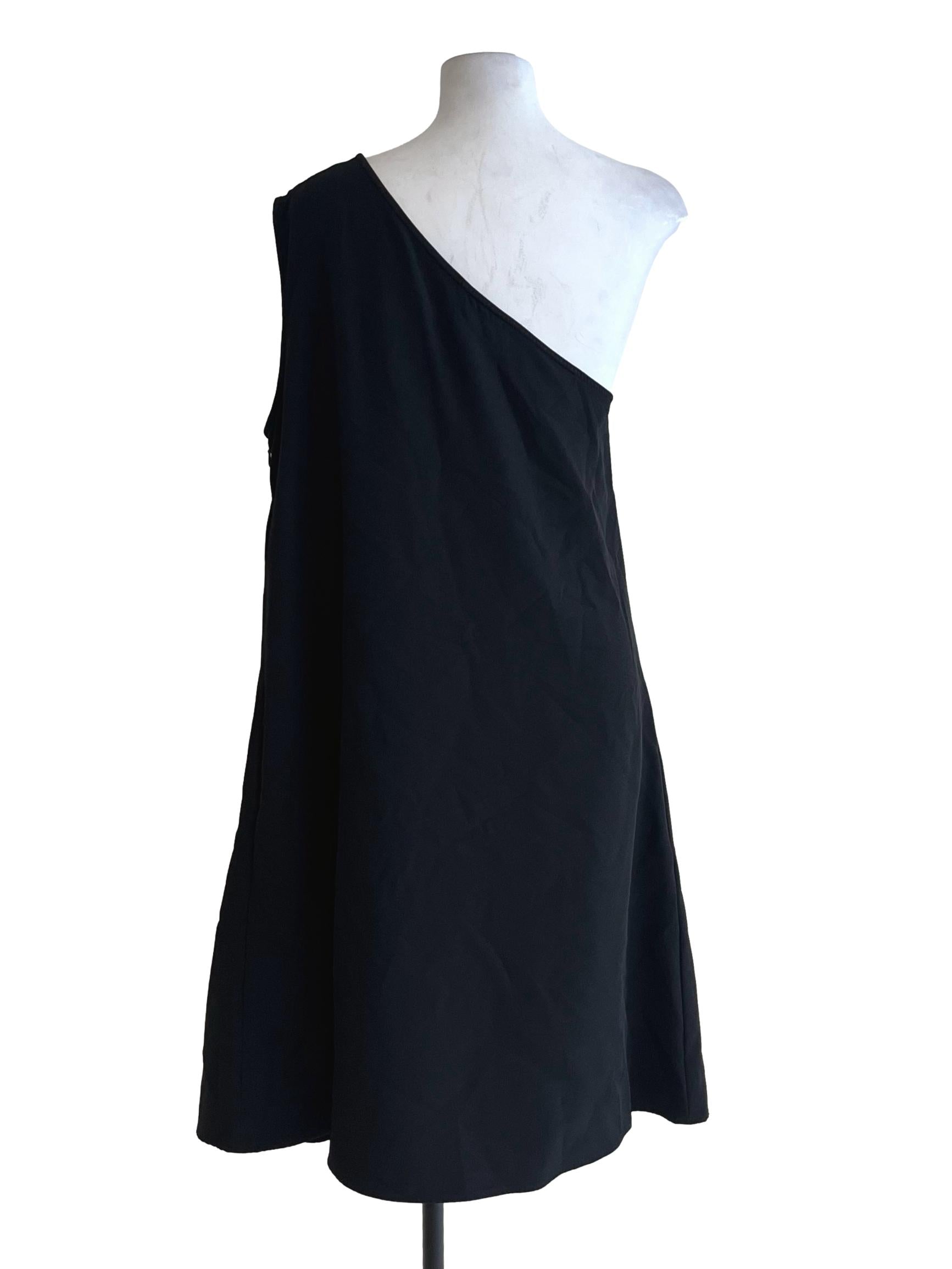 Jade Black Minimalist One-Shoulder Dress