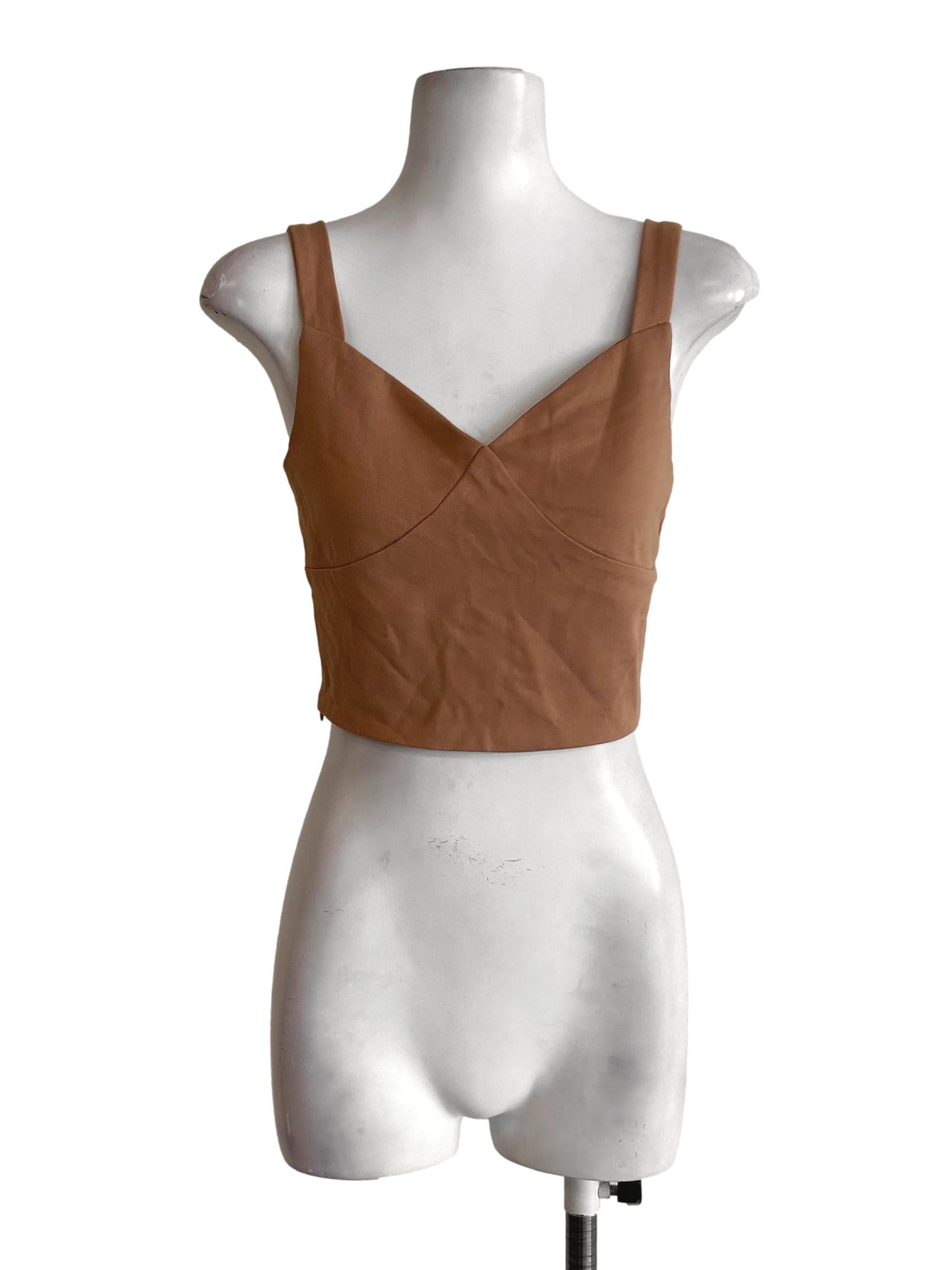 Bronze Brown Sleeveless Crop Top TTR