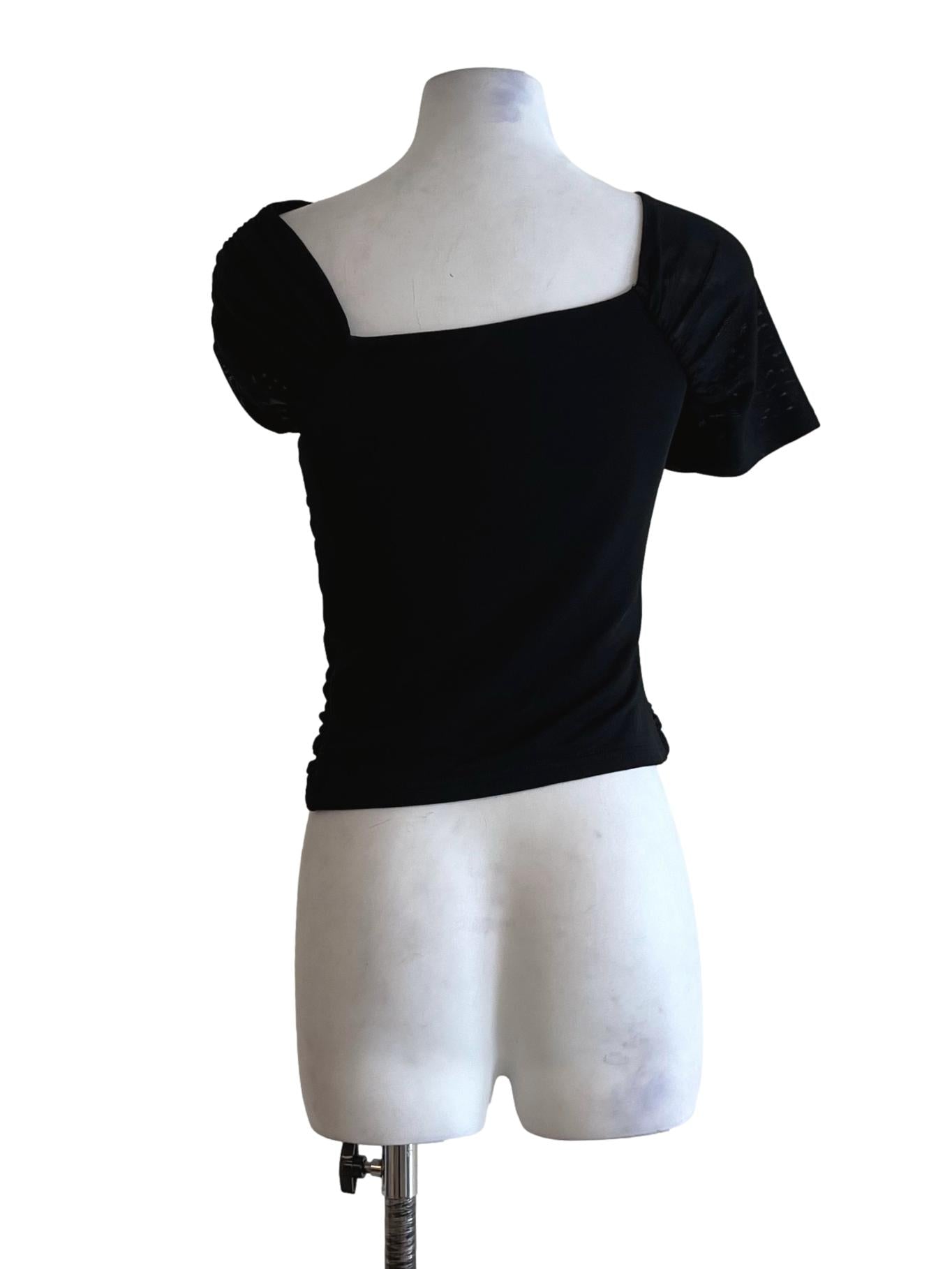 Black Asymmetrical Neckline Blouse