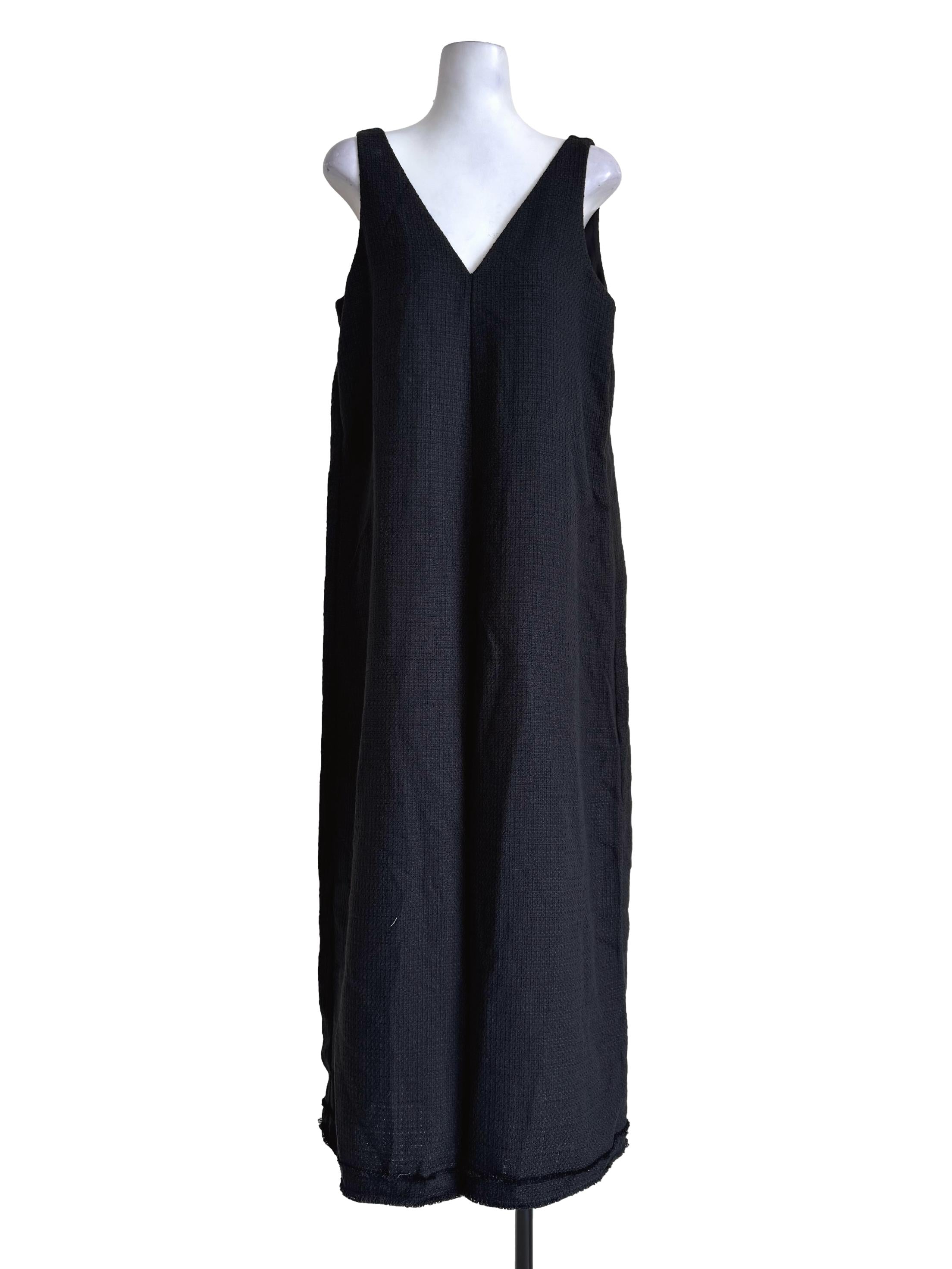 Black Tweeted V Neck Sleeveless Jumpsuit LB