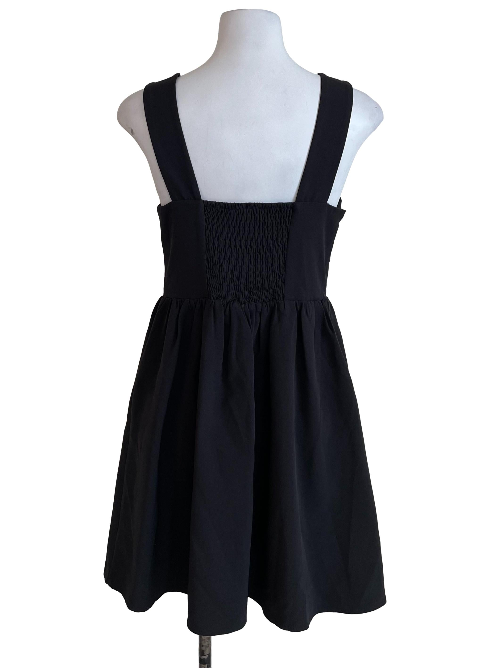 Black Square Neck Babydoll Dress