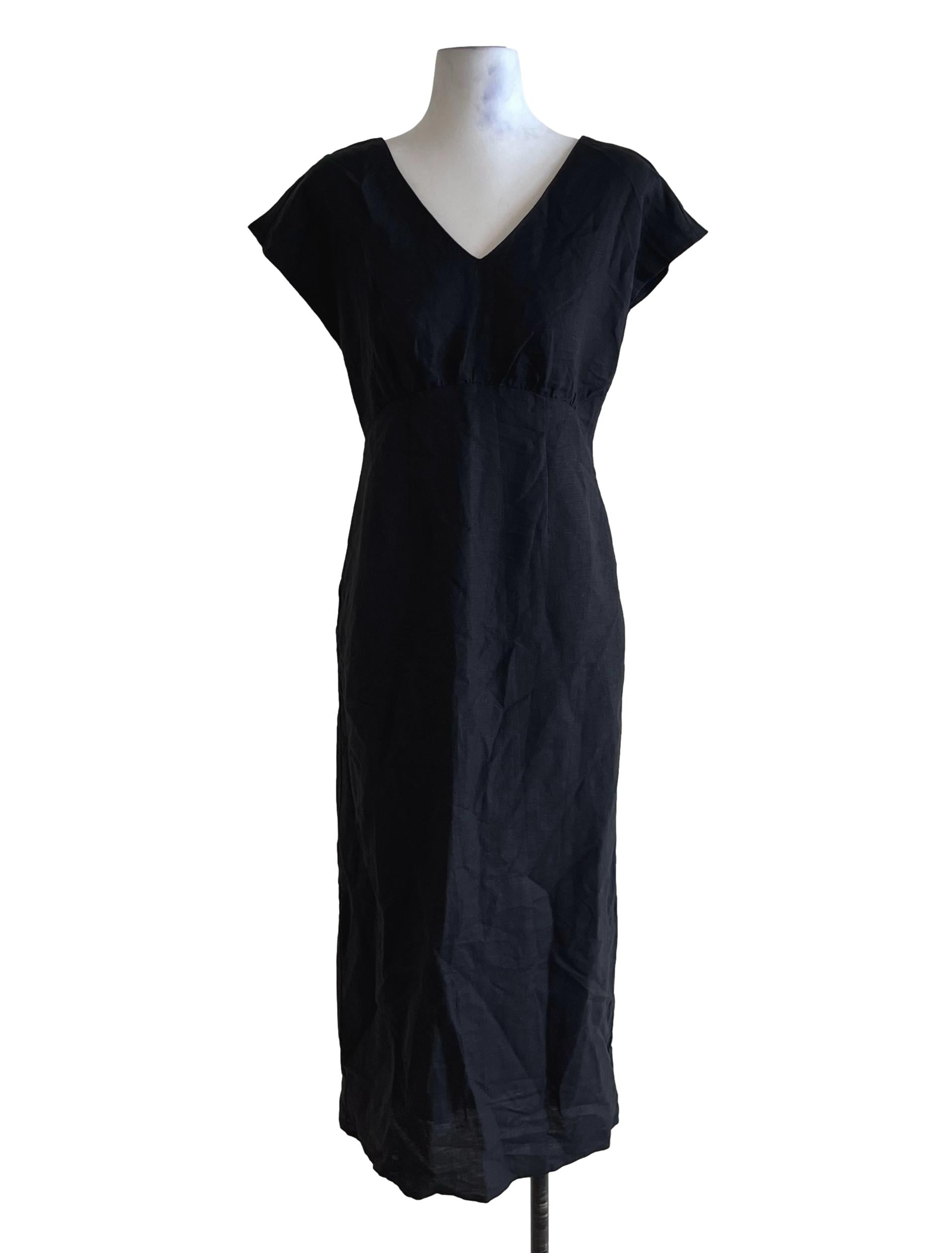 Black V-Neckline Empire Dress