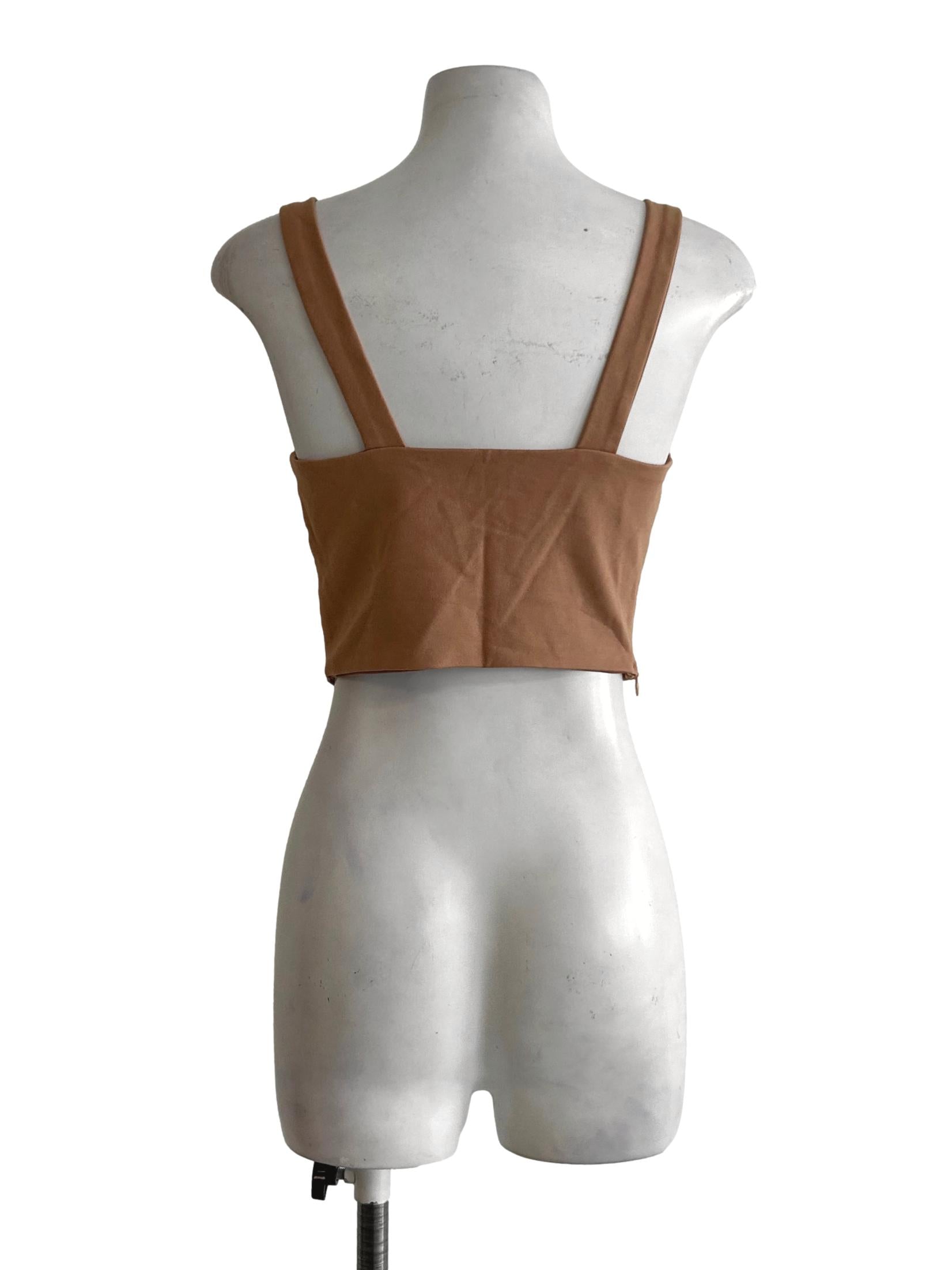 Bronze Brown Sleeveless Crop Top TTR