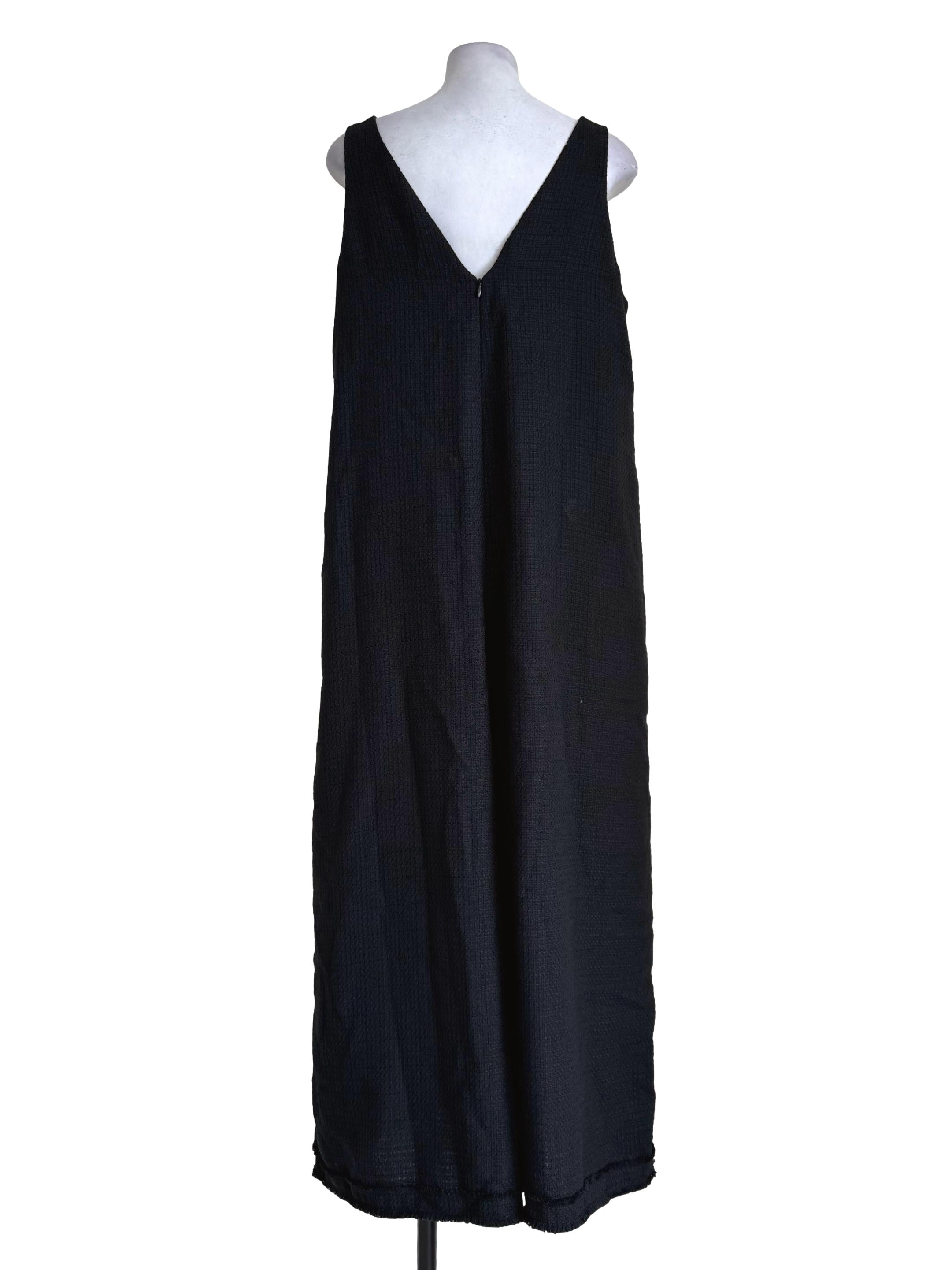 Black Tweeted V Neck Sleeveless Jumpsuit LB
