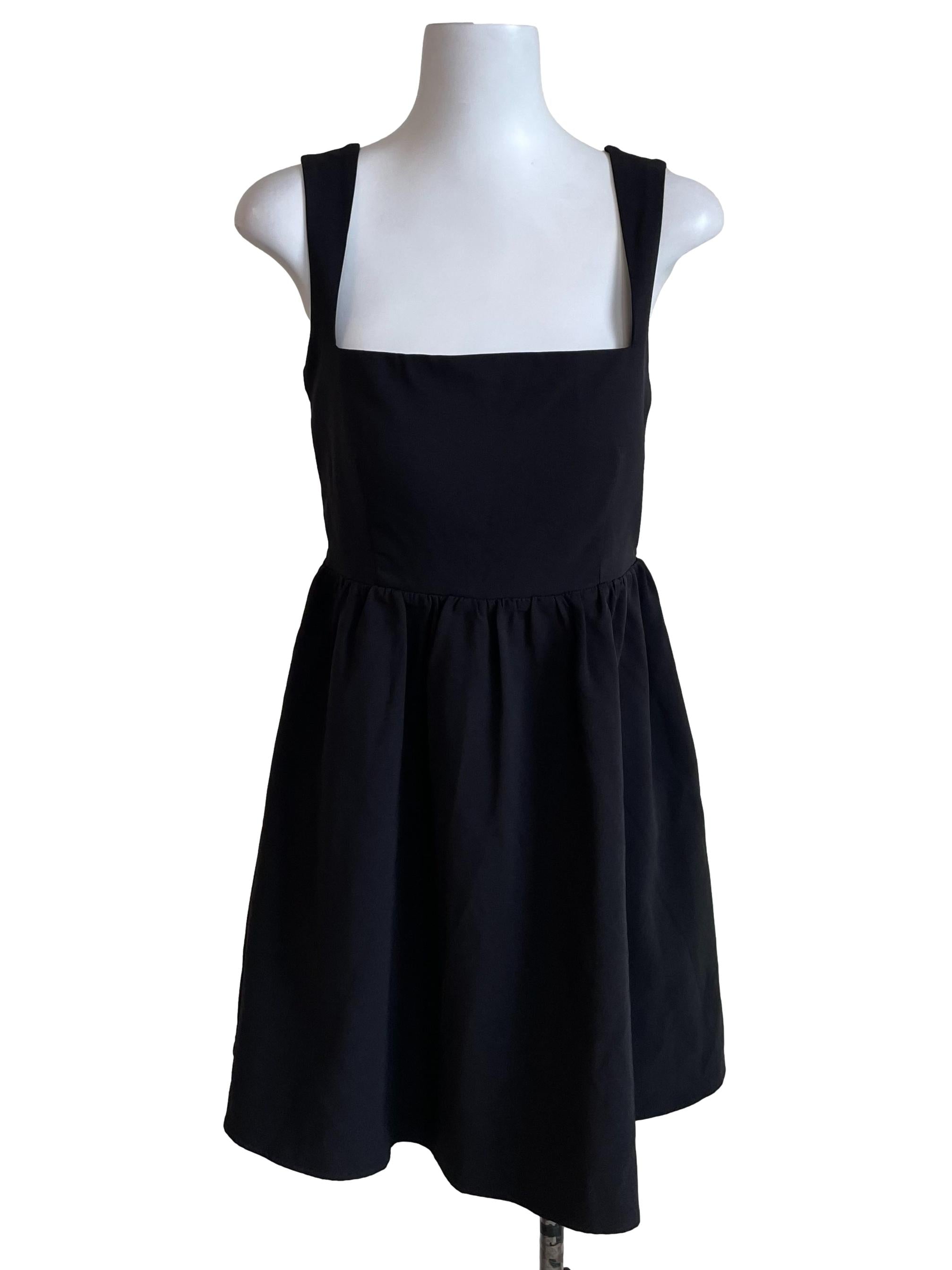 Black Square Neck Babydoll Dress