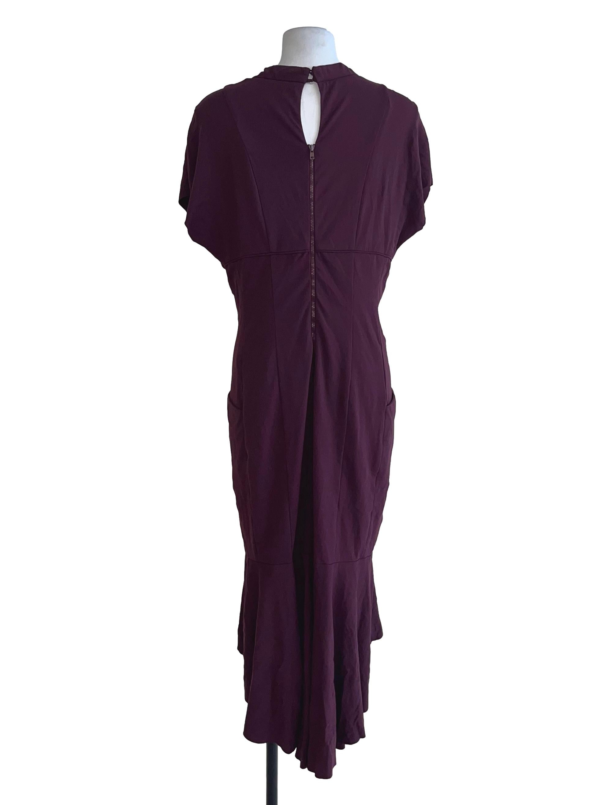 Plum Purple V-Neck Short Sleeve Dress