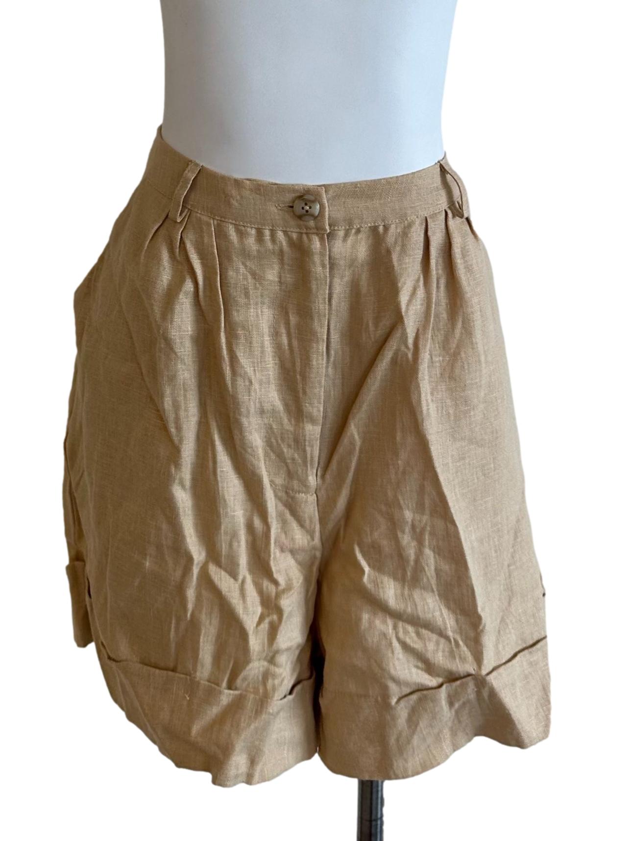 Khaki Brown Linen Shorts