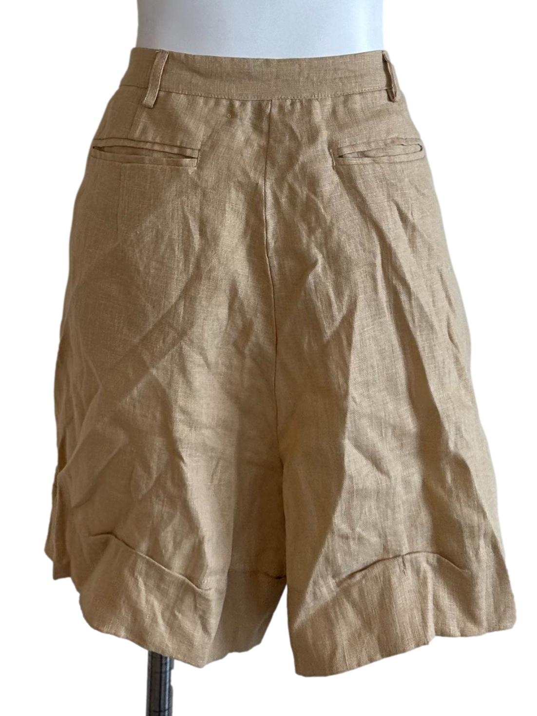 Khaki Brown Linen Shorts