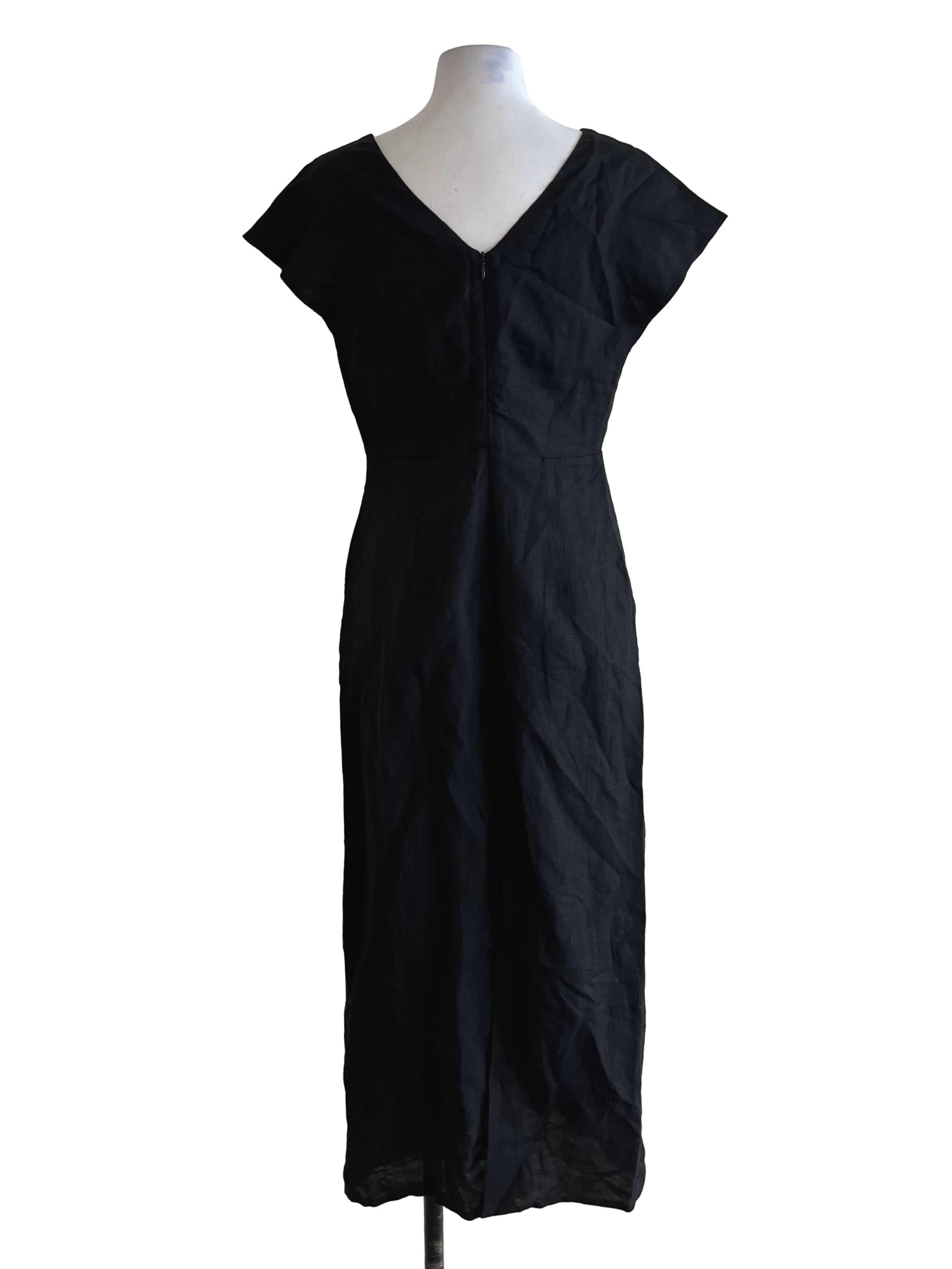Black V-Neckline Empire Dress