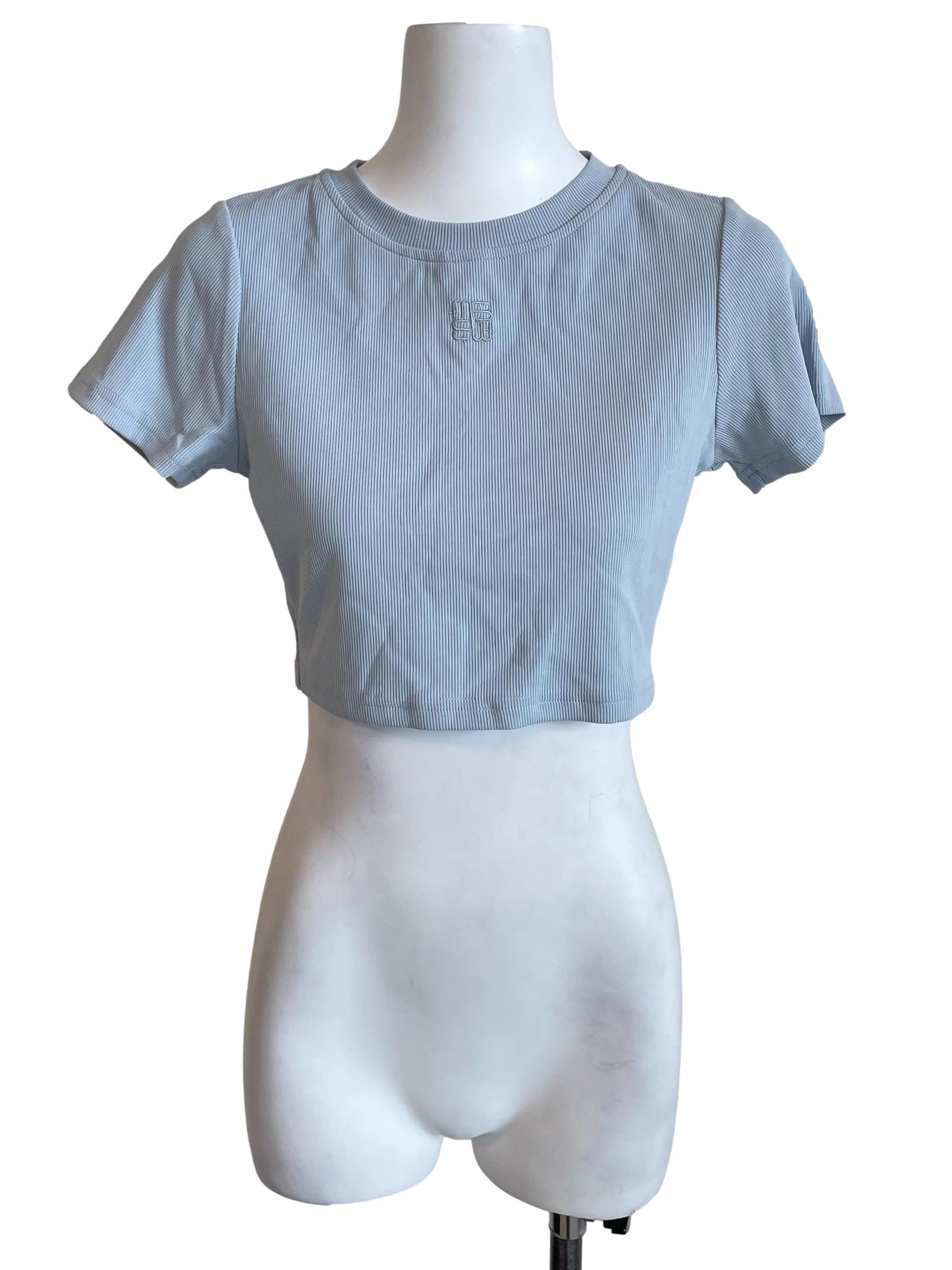 Light Blue Ribbed Logo Mini Tee