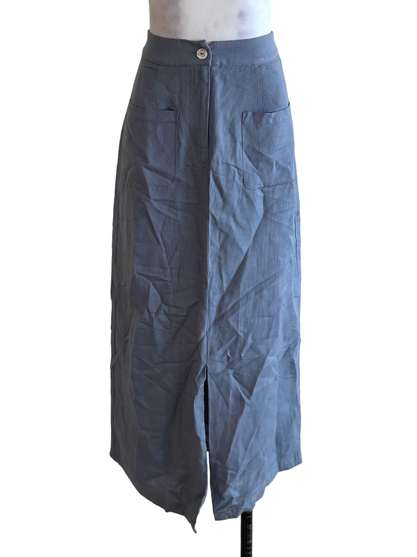 Aegean Blue High-Waisted A-Line Skirt