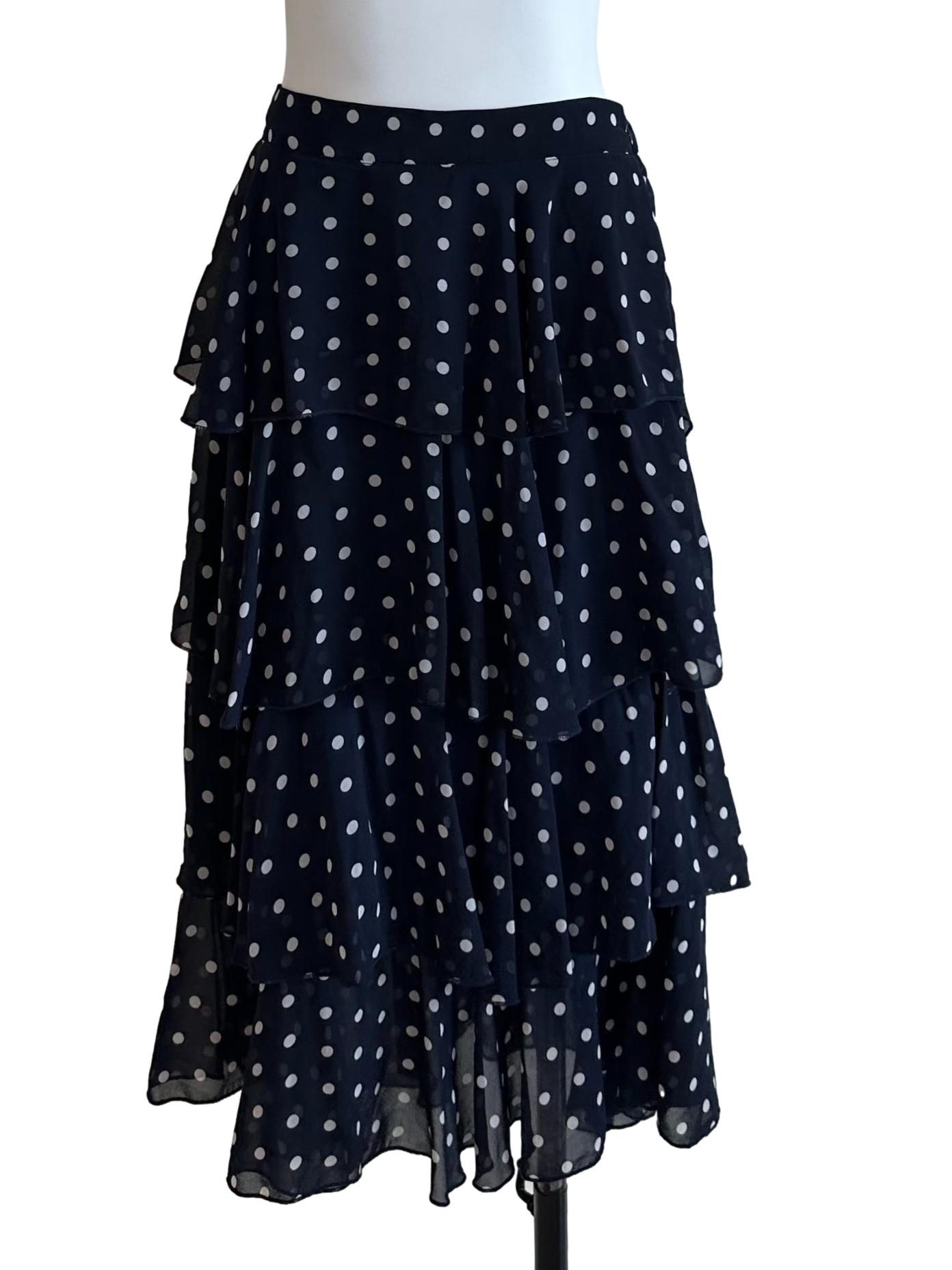Midnight Blue Polkadot Layered Skirt