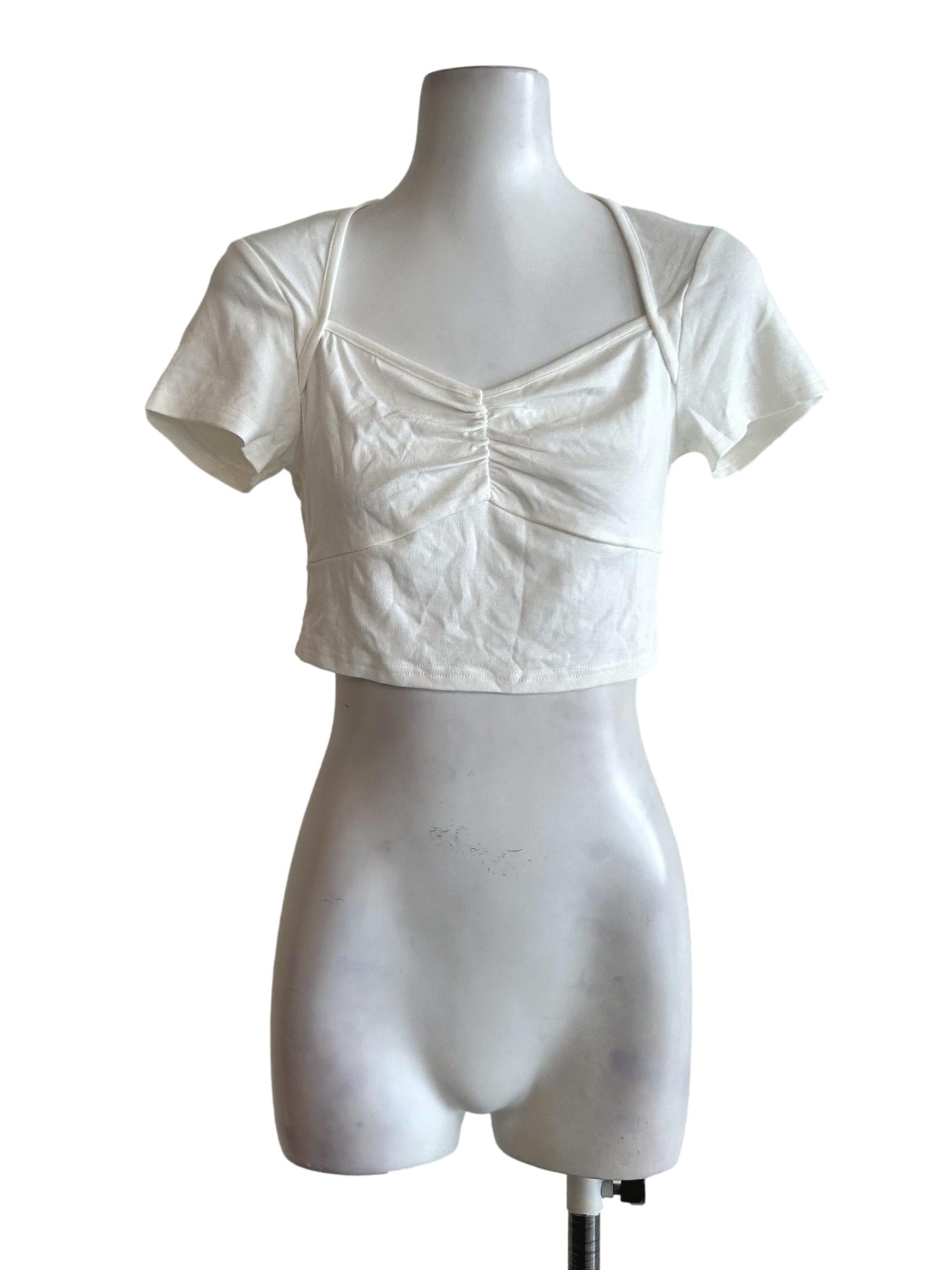 White Queen Anne Neckline Top