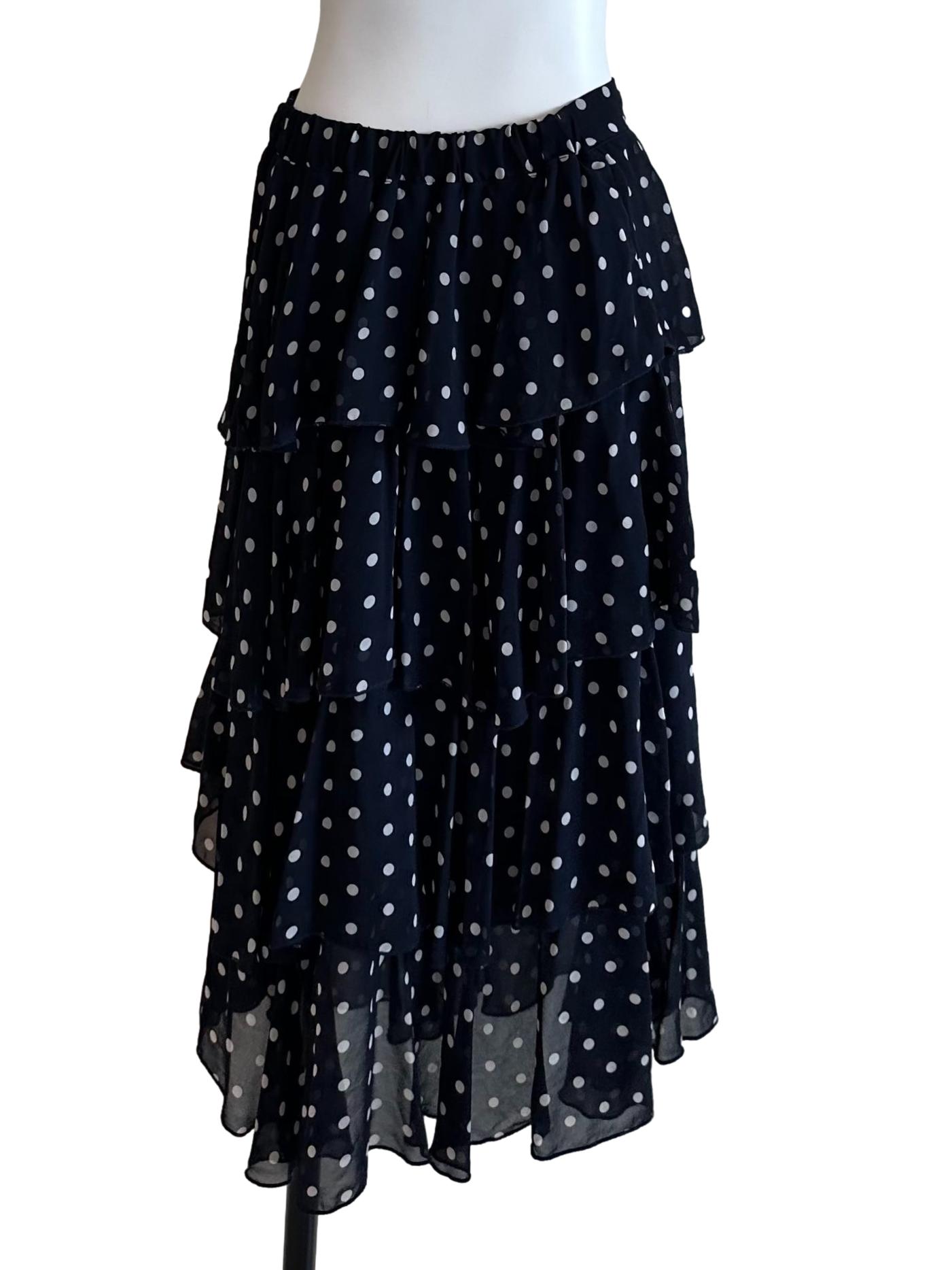 Midnight Blue Polkadot Layered Skirt