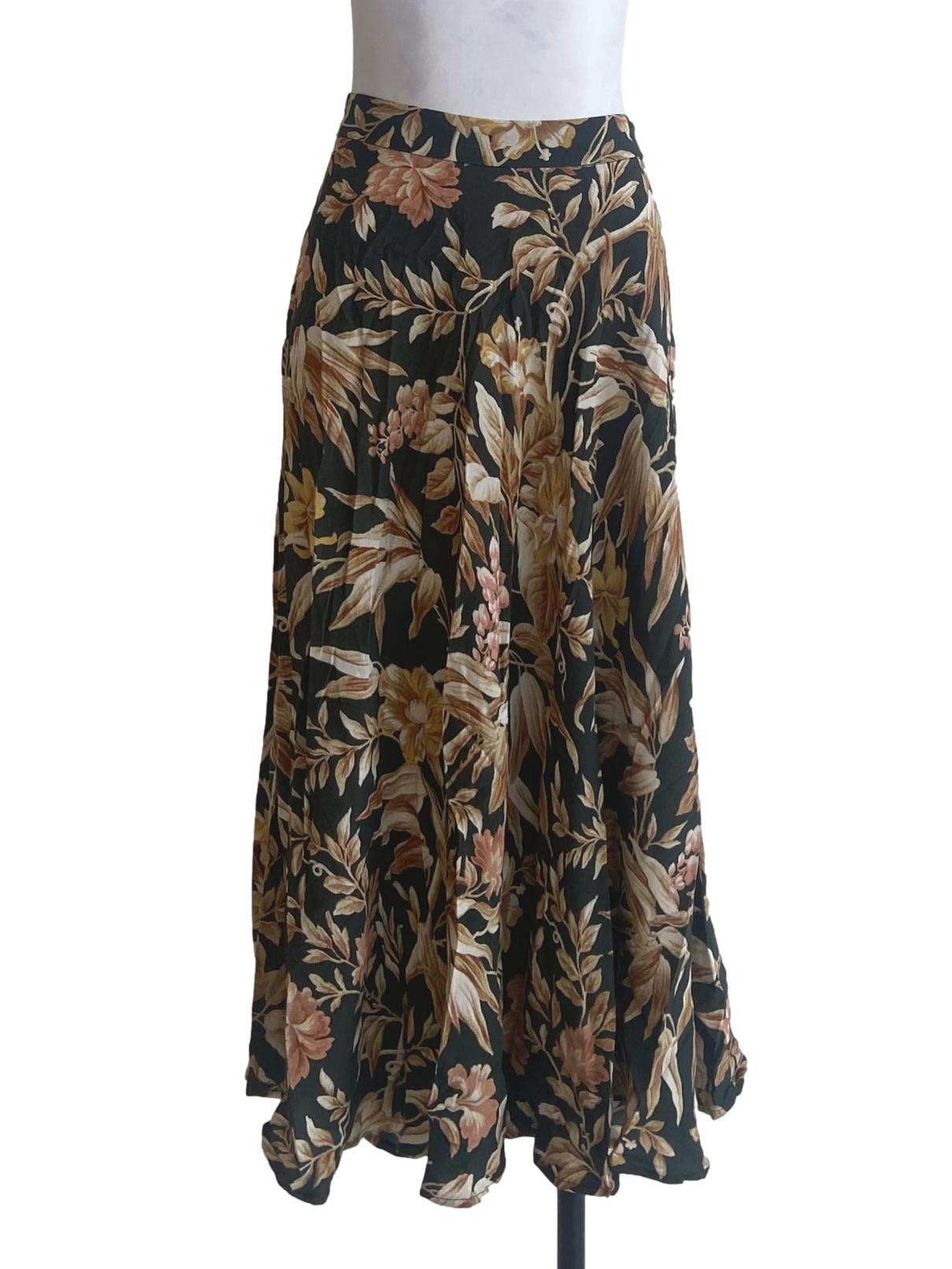 Pickle Green And Floral Circle Skirt