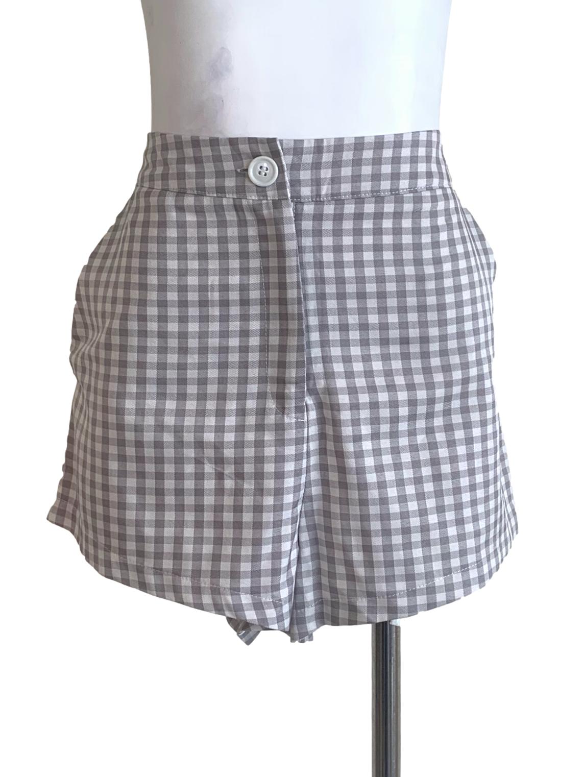 Fossil Grey Gingham Shorts