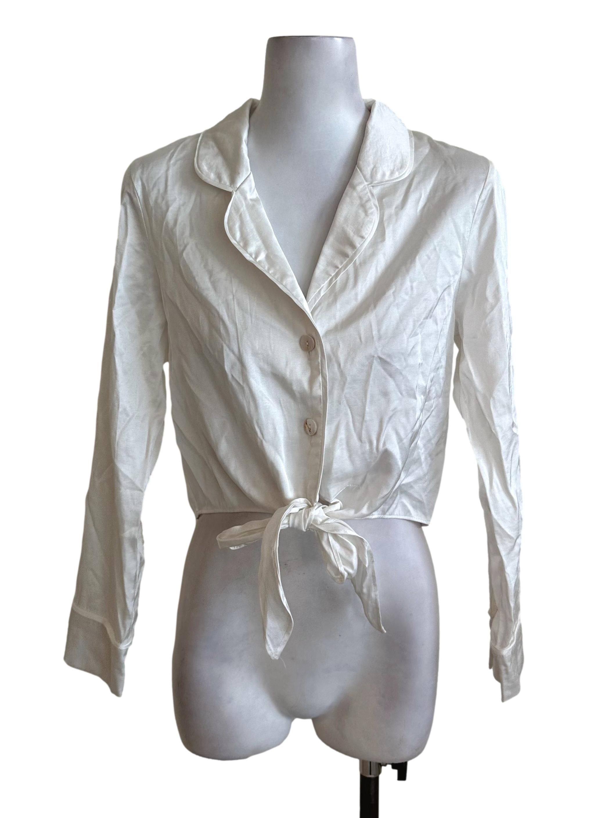 Ivory White Collar Knot Top TEM