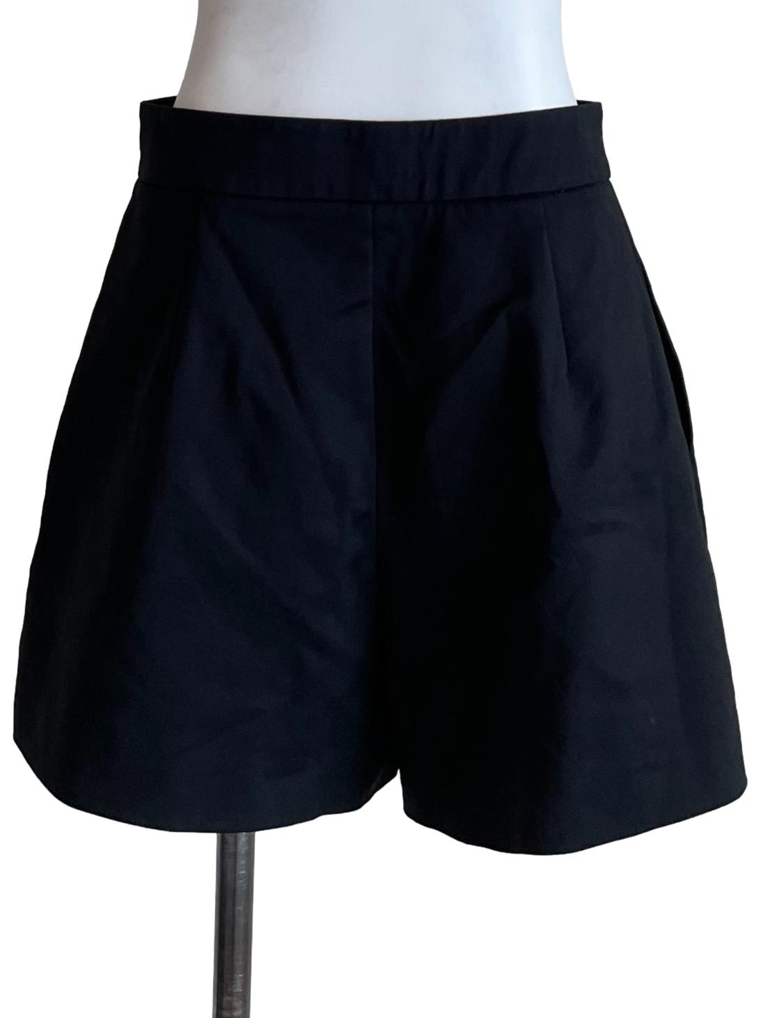Black Pleated A-Line Shorts