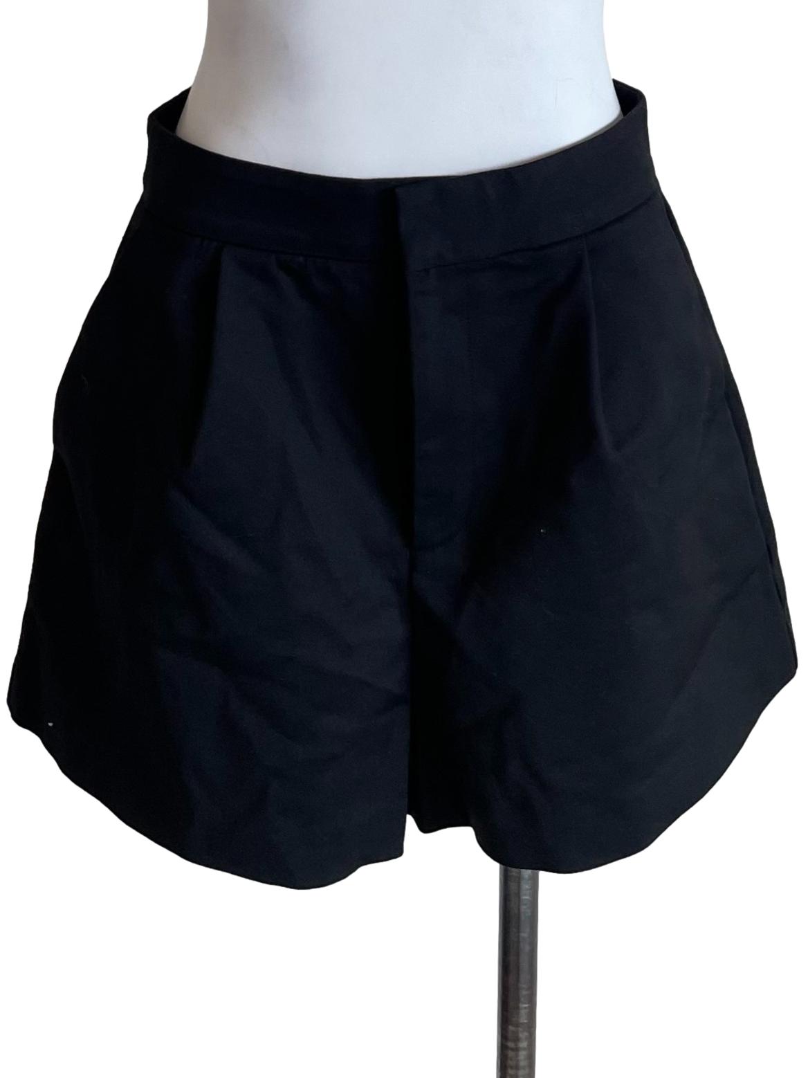 Black Pleated A-Line Shorts