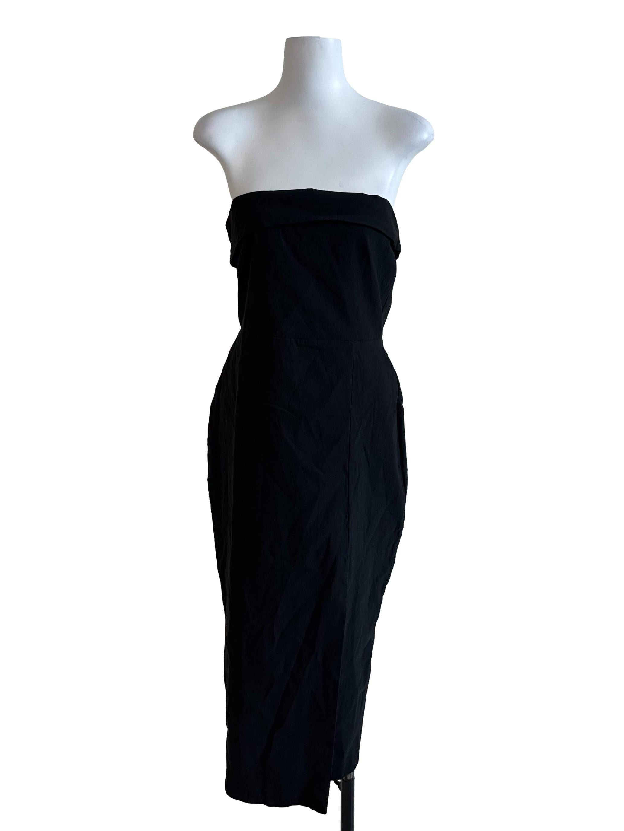 Rich Black Strapless Sheath Dress