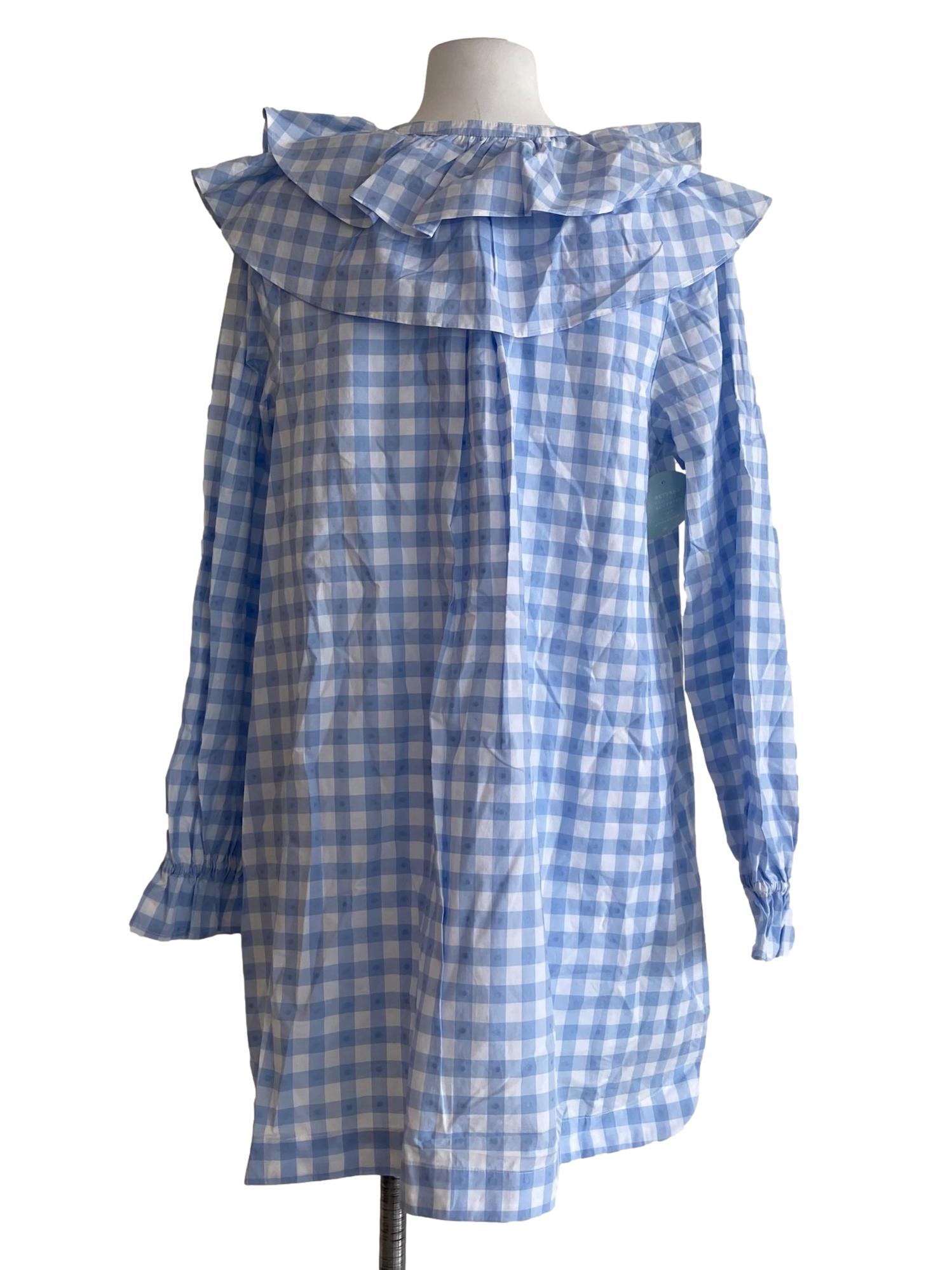 Blue Button Down Plaid Mini Dress