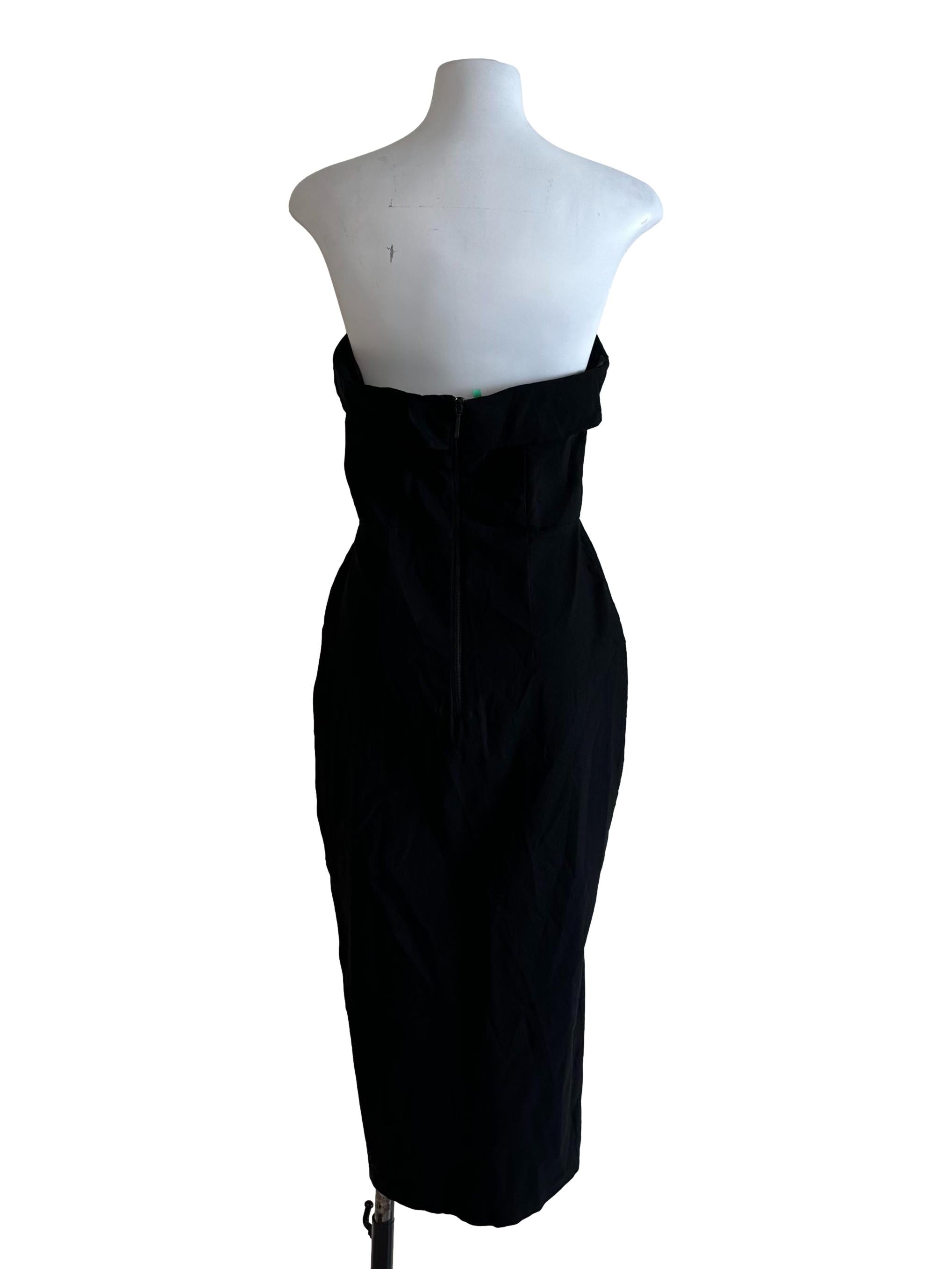 Rich Black Strapless Sheath Dress